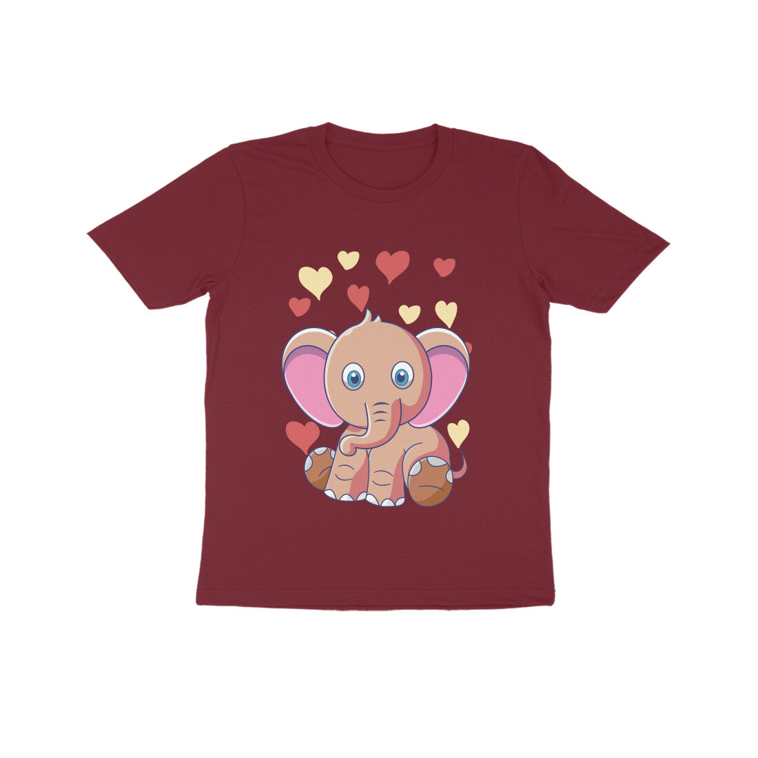 Kids' Half Sleeve Round Neck Tshirt β Cute Elephant puraidoprints