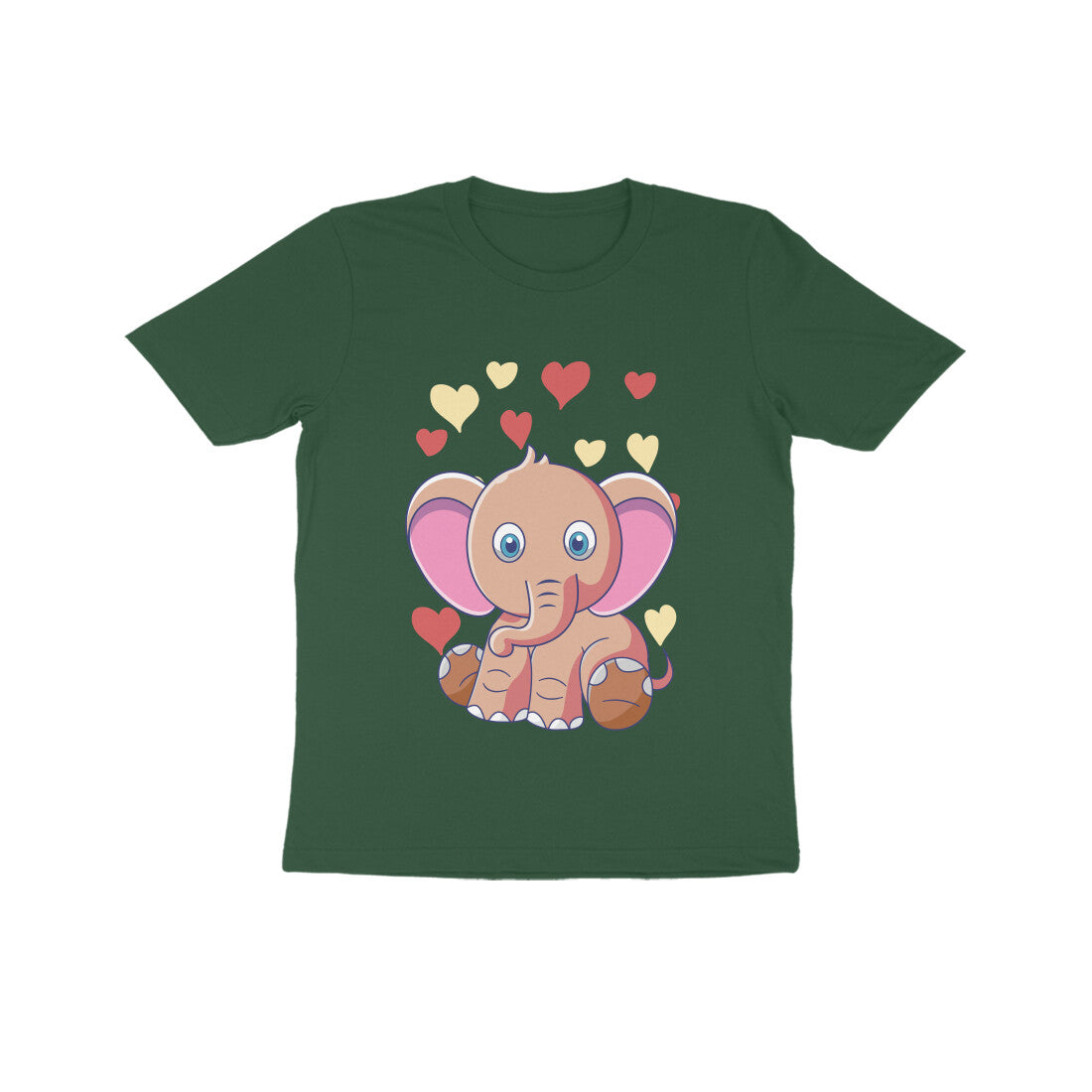 Kids' Half Sleeve Round Neck Tshirt β Cute Elephant puraidoprints