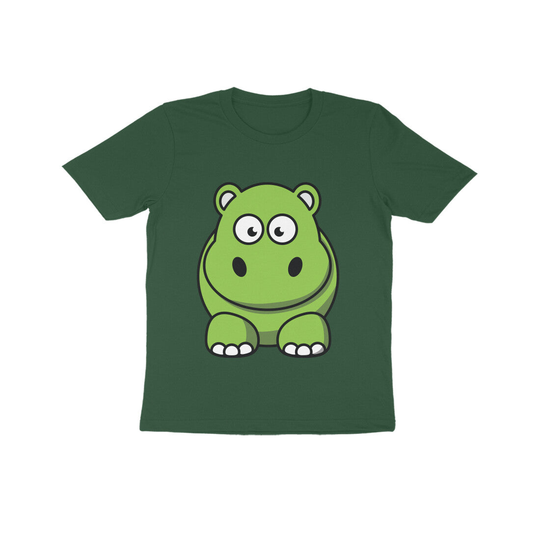 Kids' Half Sleeve Round Neck Tshirt β Cute Hippo puraidoprints
