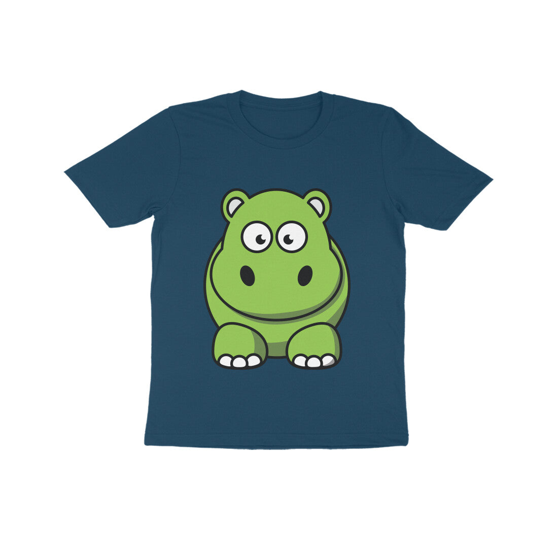 Kids' Half Sleeve Round Neck Tshirt β Cute Hippo puraidoprints