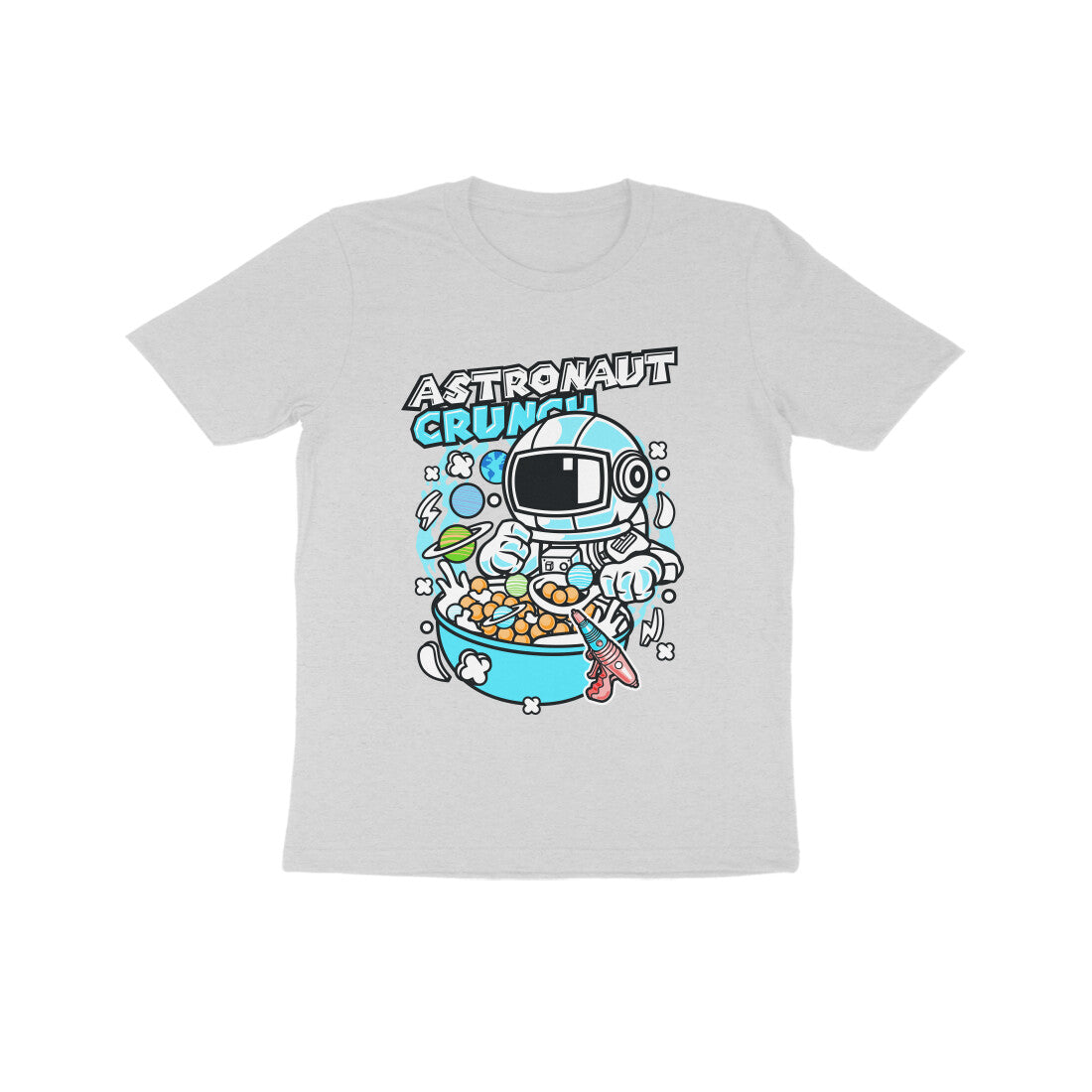 Kids' Half Sleeve Round Neck Tshirt β Cyan Astronaut Crunch puraidoprints