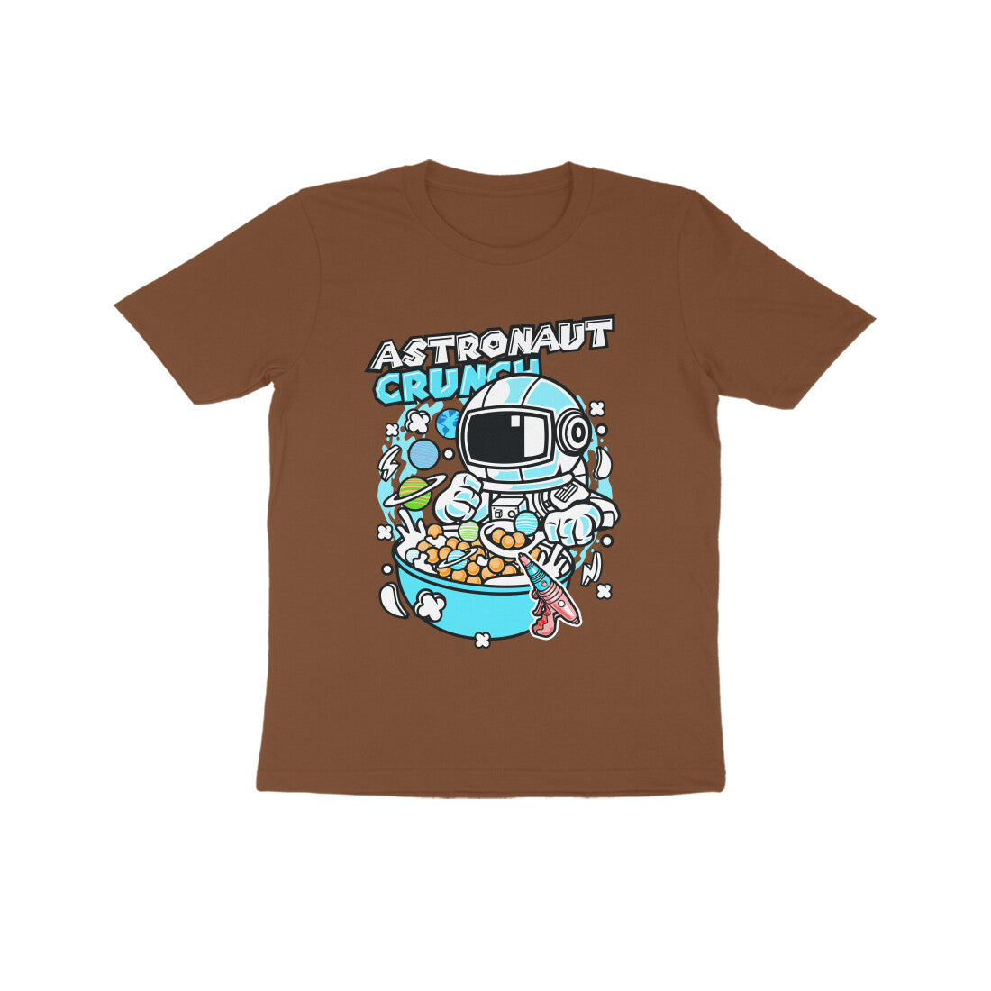 Kids' Half Sleeve Round Neck Tshirt β Cyan Astronaut Crunch puraidoprints