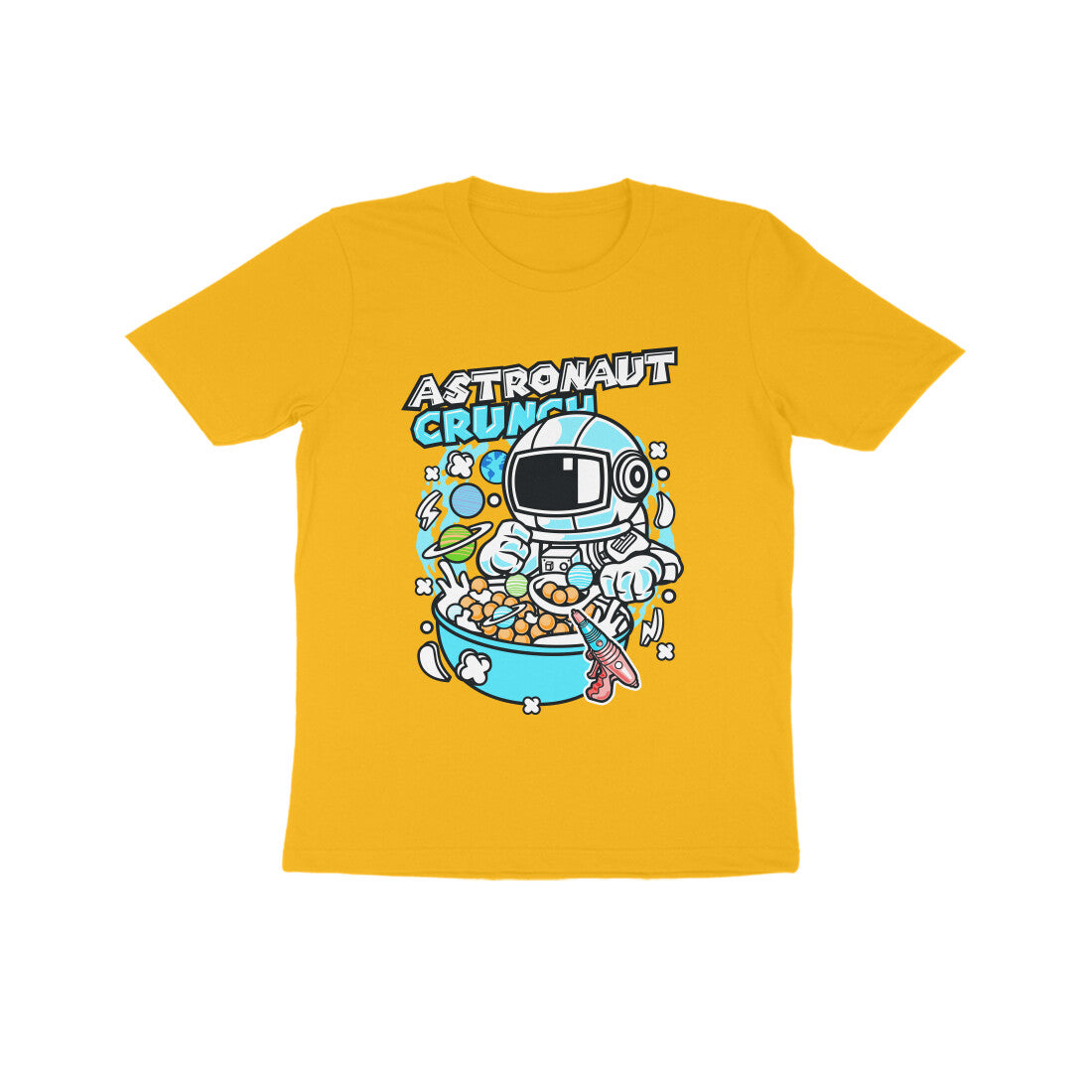 Kids' Half Sleeve Round Neck Tshirt β Cyan Astronaut Crunch puraidoprints