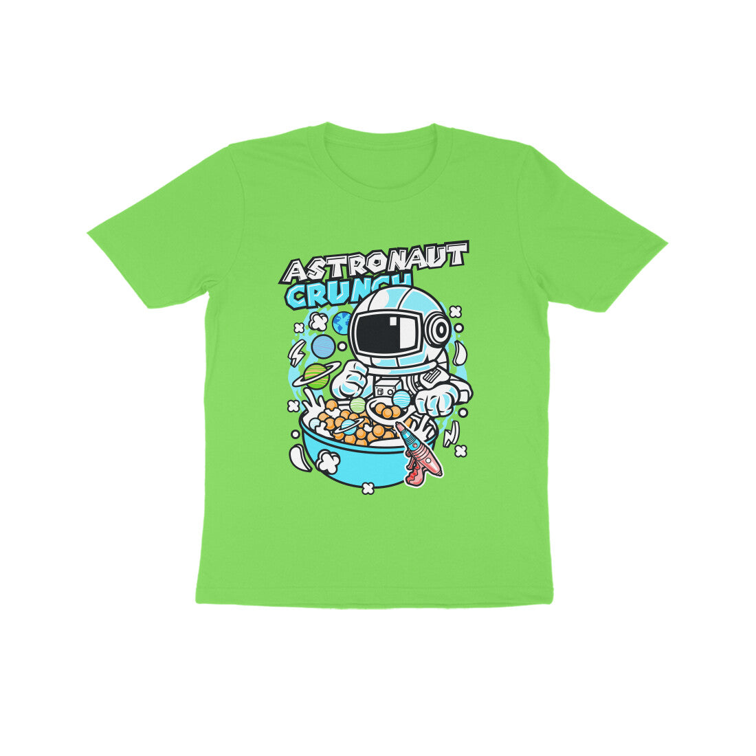 Kids' Half Sleeve Round Neck Tshirt β Cyan Astronaut Crunch puraidoprints