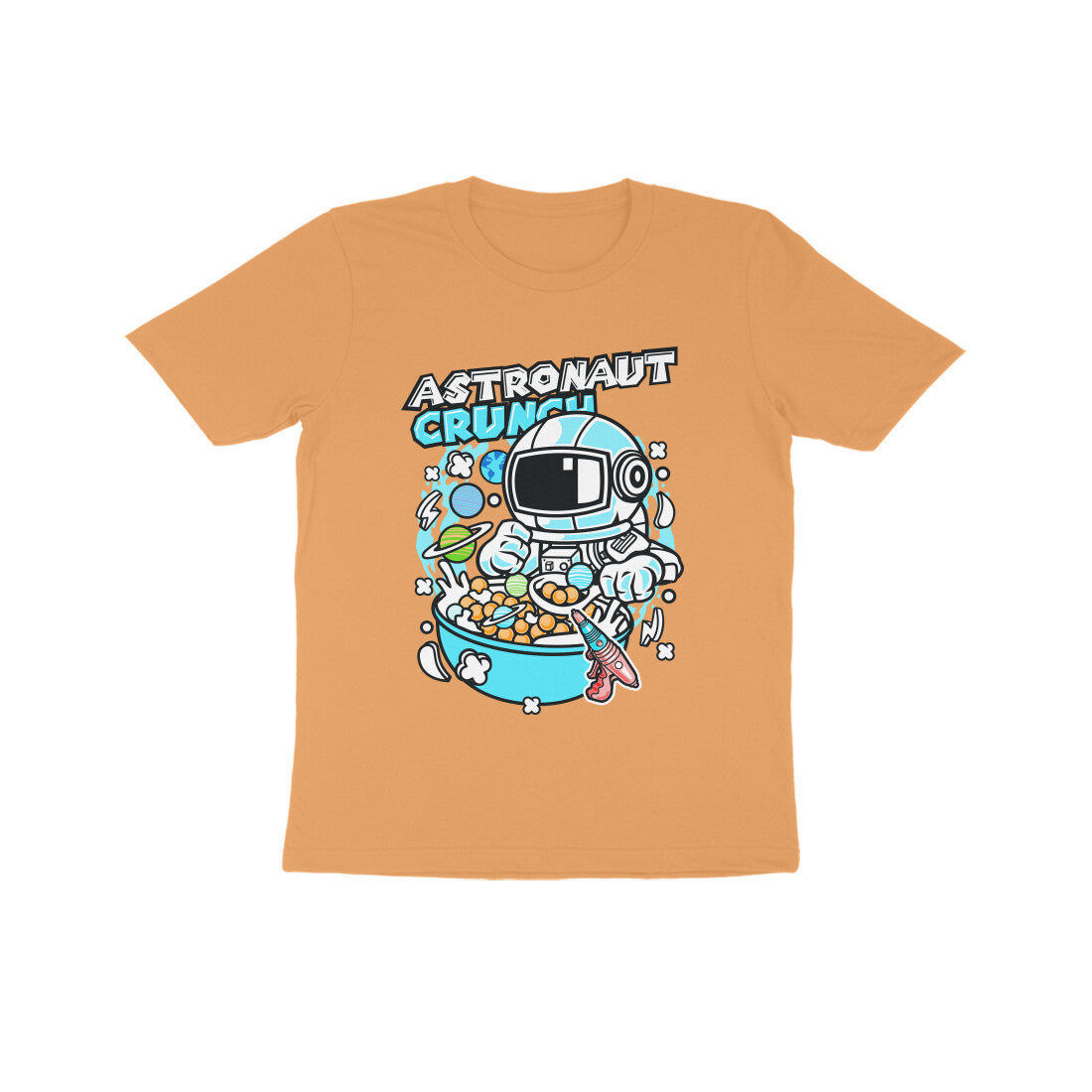 Kids' Half Sleeve Round Neck Tshirt β Cyan Astronaut Crunch puraidoprints