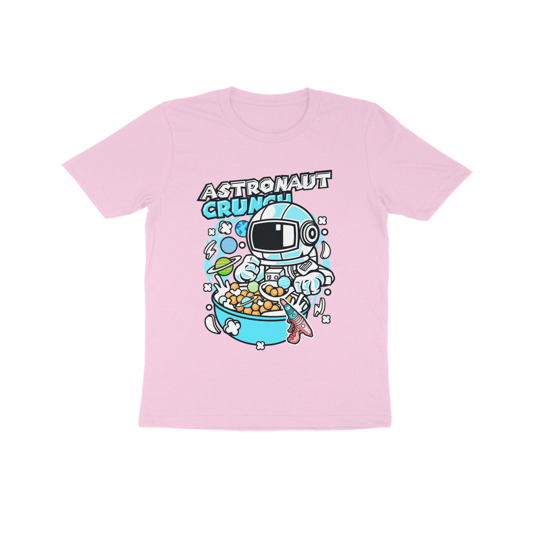Kids' Half Sleeve Round Neck Tshirt β Cyan Astronaut Crunch puraidoprints