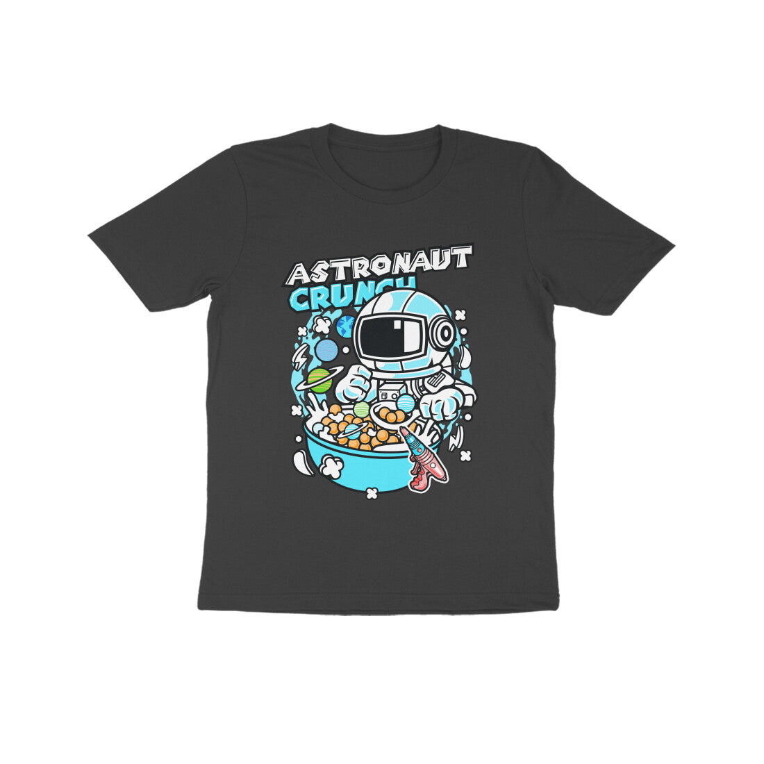 Kids' Half Sleeve Round Neck Tshirt β Cyan Astronaut Crunch puraidoprints