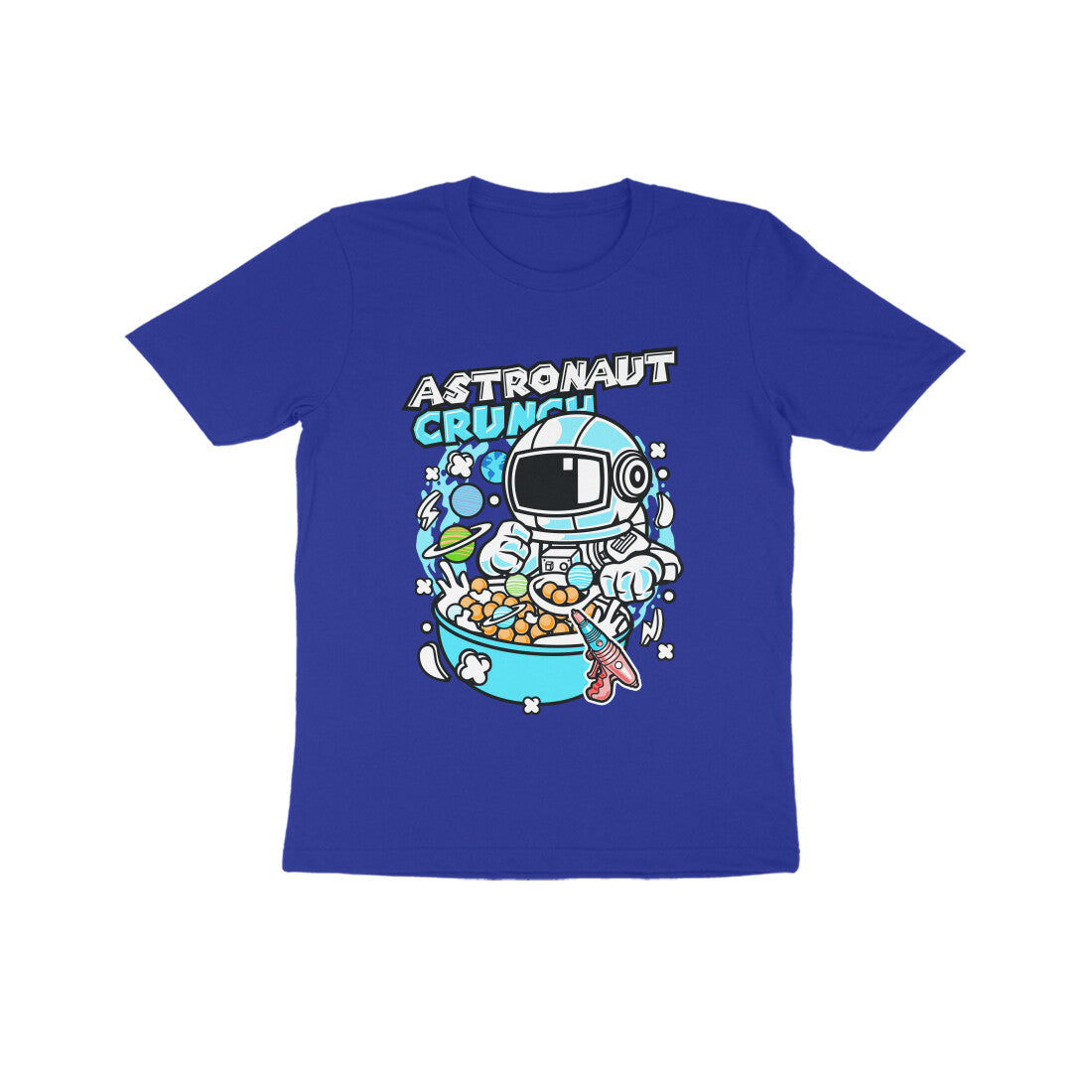 Kids' Half Sleeve Round Neck Tshirt β Cyan Astronaut Crunch puraidoprints