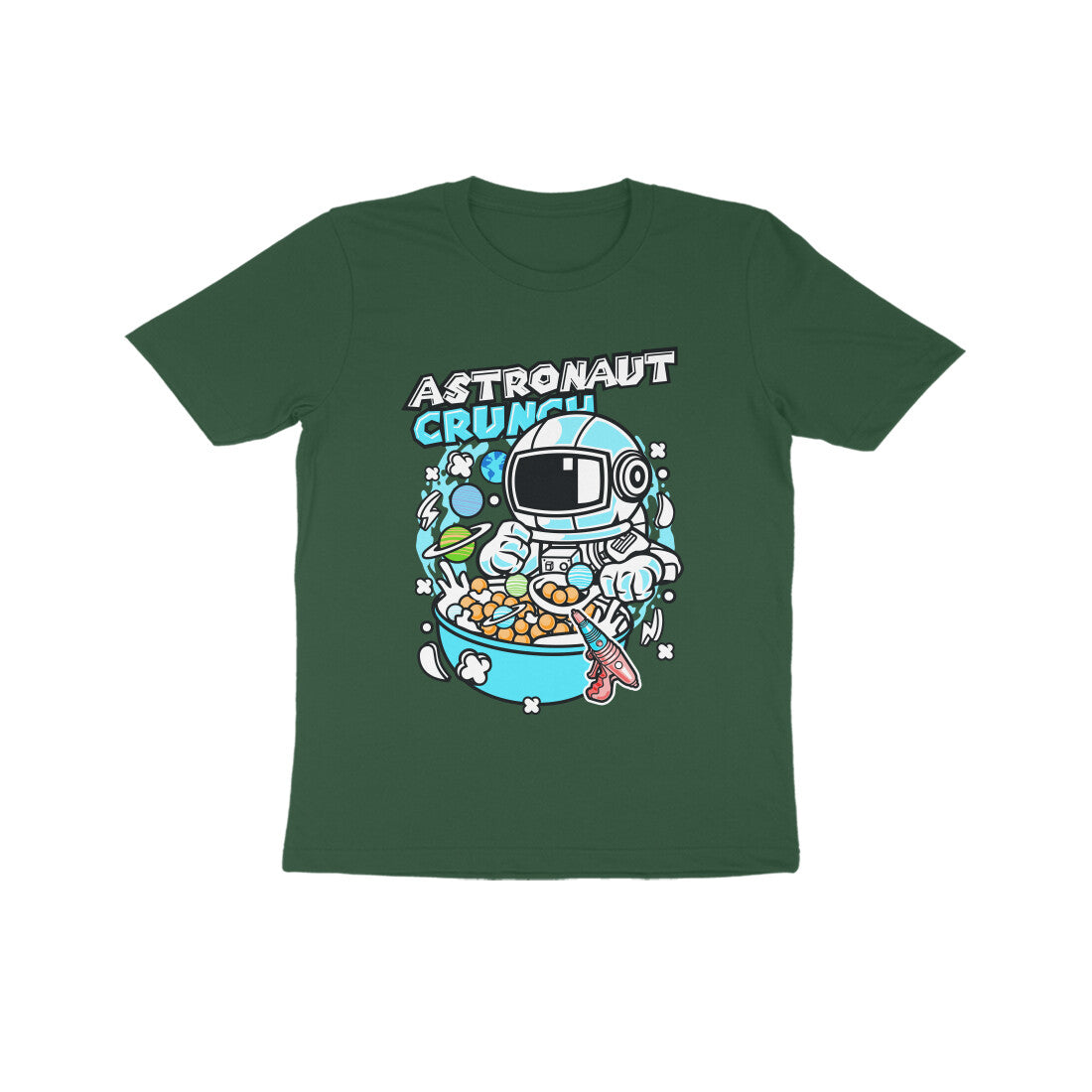 Kids' Half Sleeve Round Neck Tshirt β Cyan Astronaut Crunch puraidoprints