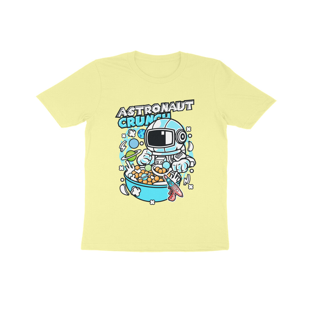 Kids' Half Sleeve Round Neck Tshirt β Cyan Astronaut Crunch puraidoprints
