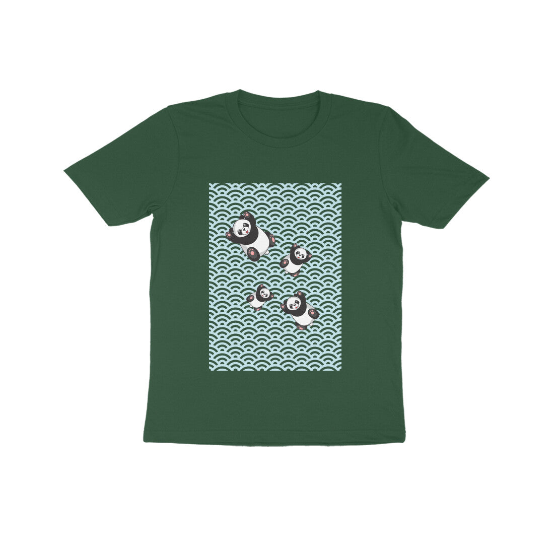 Kids' Half Sleeve Round Neck Tshirt - Falling Pandas puraidoprints