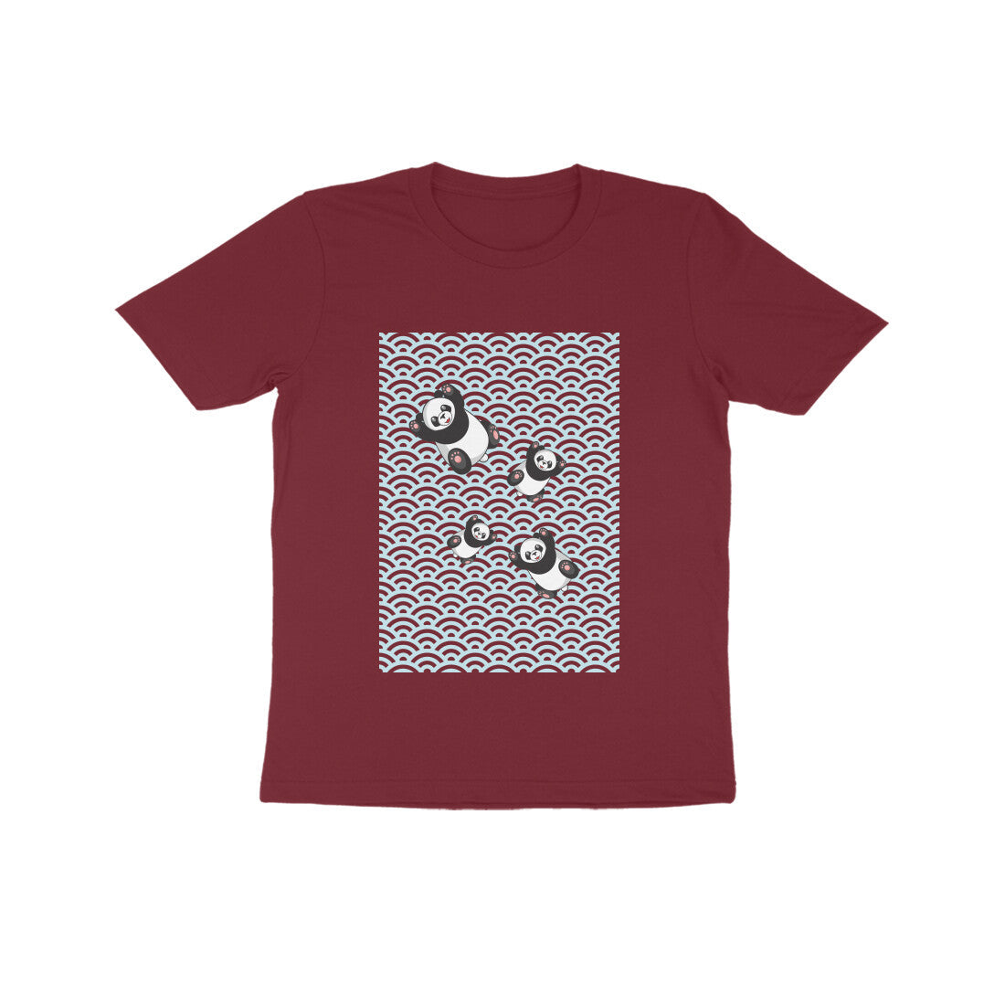 Kids' Half Sleeve Round Neck Tshirt - Falling Pandas puraidoprints