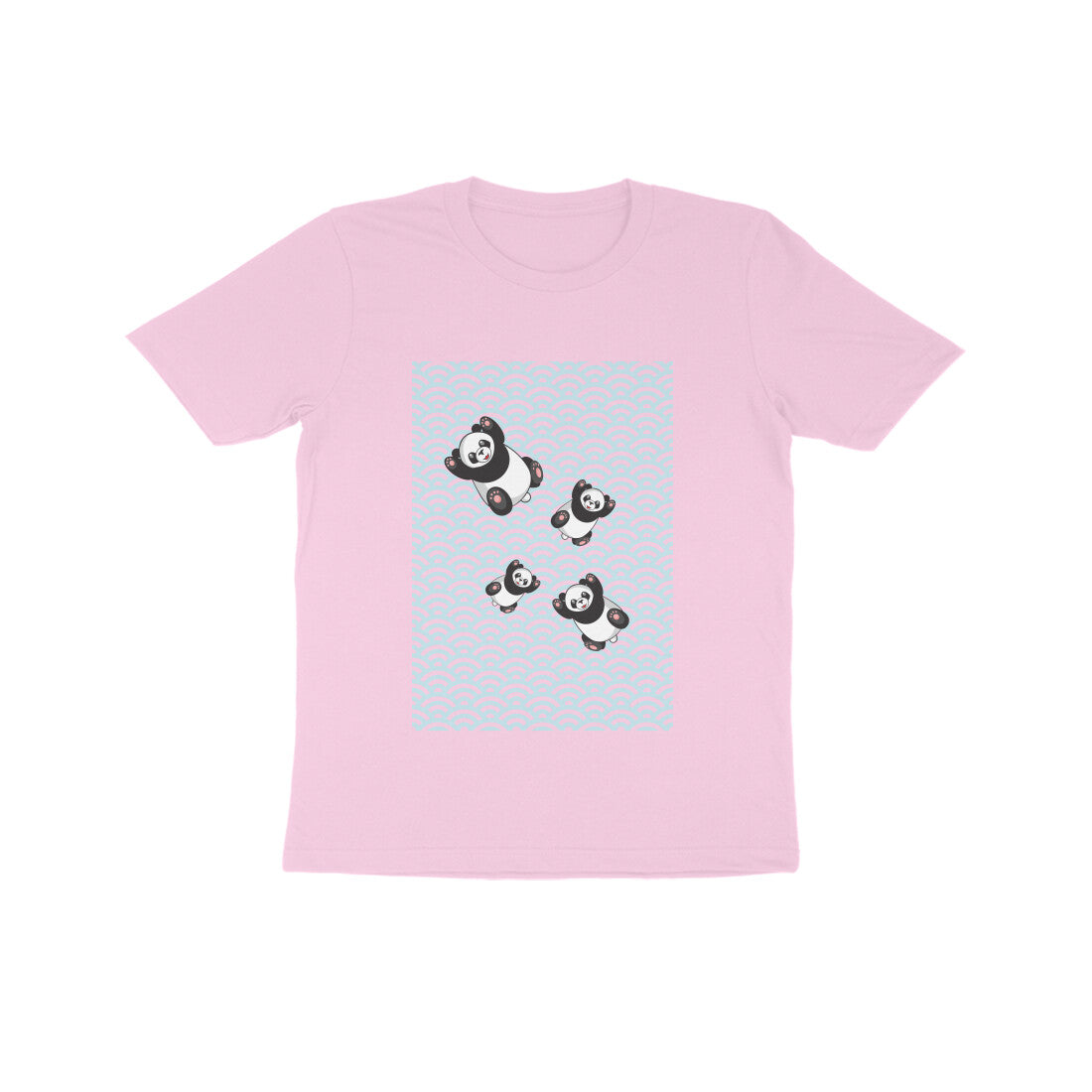 Kids' Half Sleeve Round Neck Tshirt - Falling Pandas puraidoprints