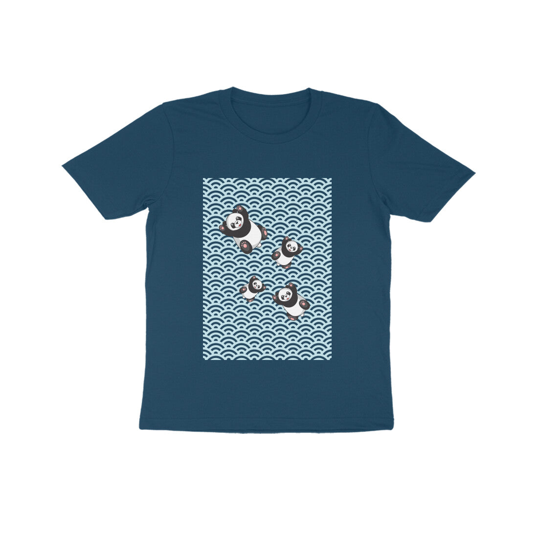 Kids' Half Sleeve Round Neck Tshirt - Falling Pandas puraidoprints