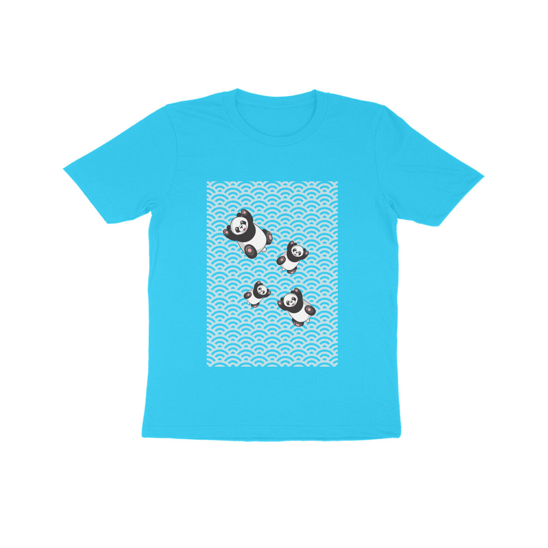 Kids' Half Sleeve Round Neck Tshirt - Falling Pandas puraidoprints