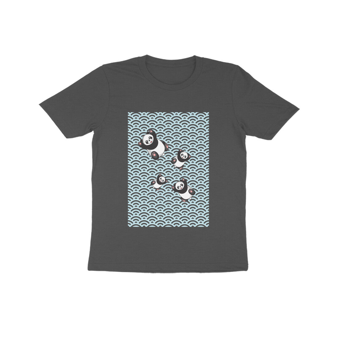 Kids' Half Sleeve Round Neck Tshirt - Falling Pandas puraidoprints