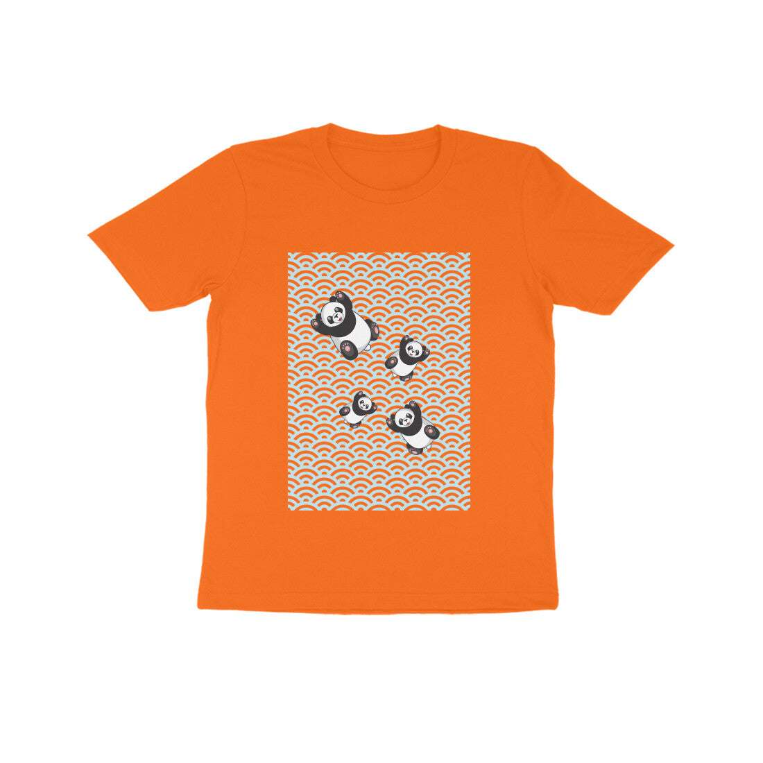 Kids' Half Sleeve Round Neck Tshirt - Falling Pandas puraidoprints