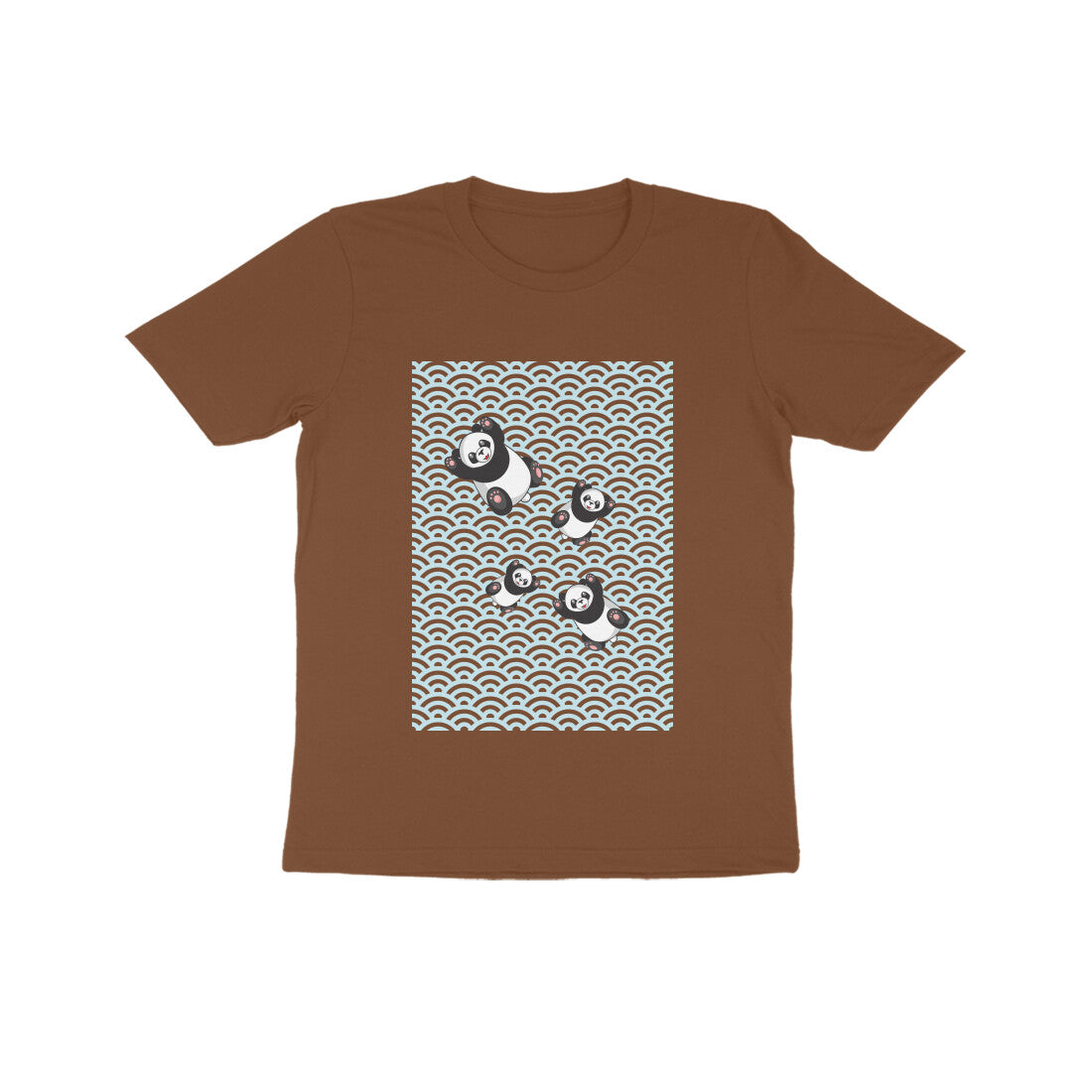 Kids' Half Sleeve Round Neck Tshirt - Falling Pandas puraidoprints