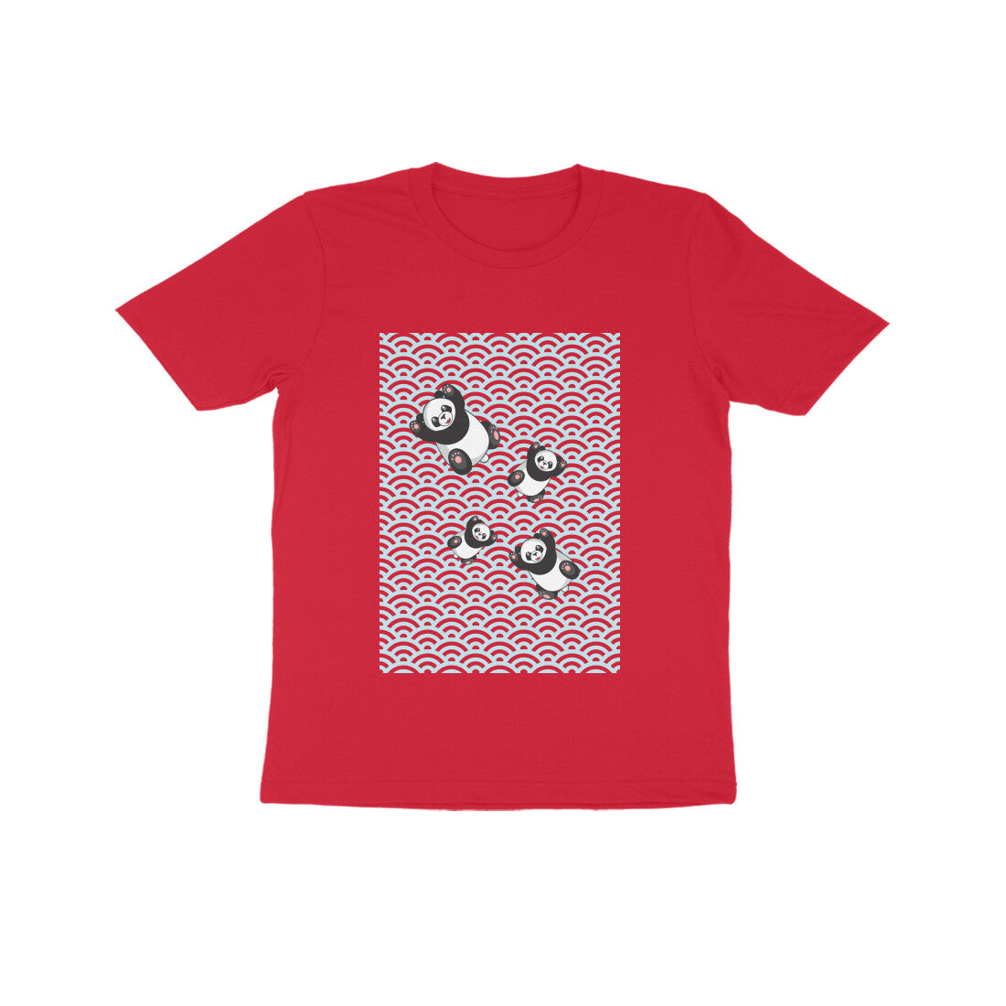 Kids' Half Sleeve Round Neck Tshirt - Falling Pandas puraidoprints
