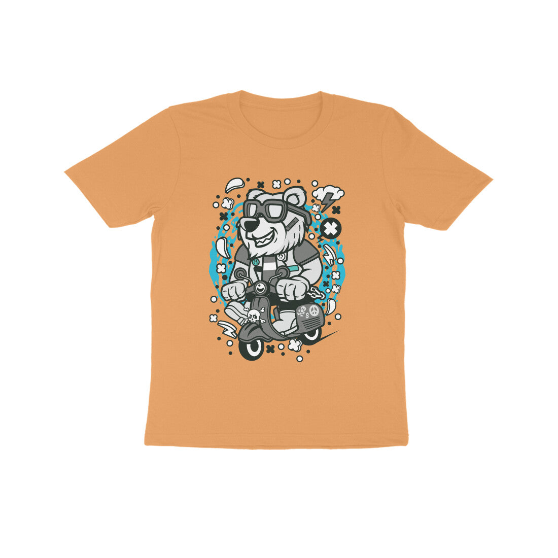 Kids' Half Sleeve Round Neck Tshirt β Gray Bear Scooterist puraidoprints