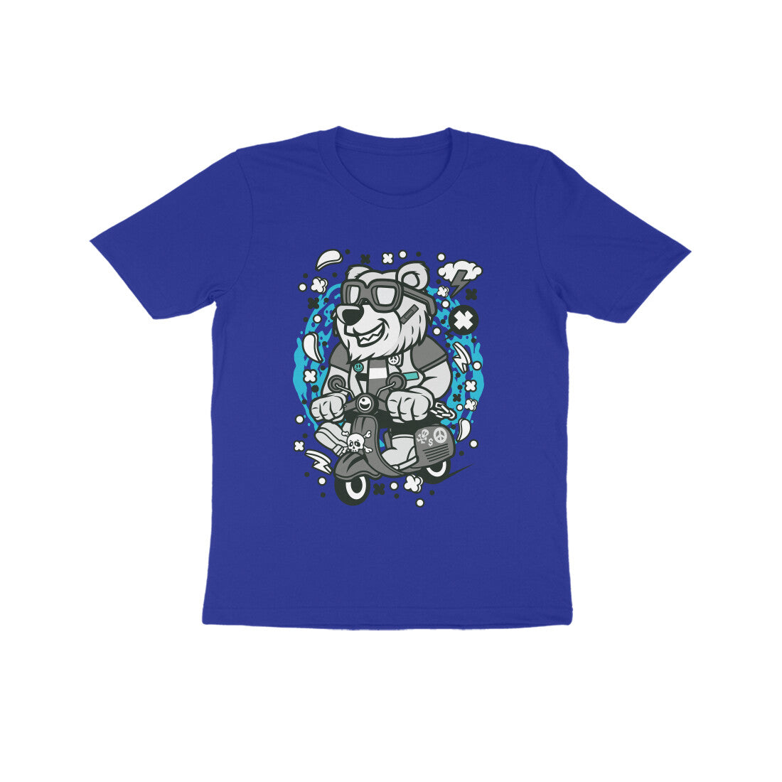 Kids' Half Sleeve Round Neck Tshirt β Gray Bear Scooterist puraidoprints
