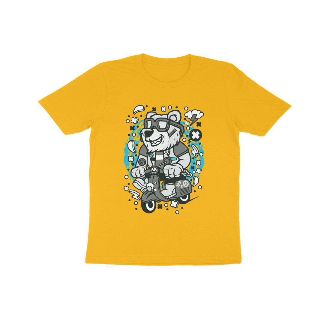 Kids' Half Sleeve Round Neck Tshirt β Gray Bear Scooterist puraidoprints