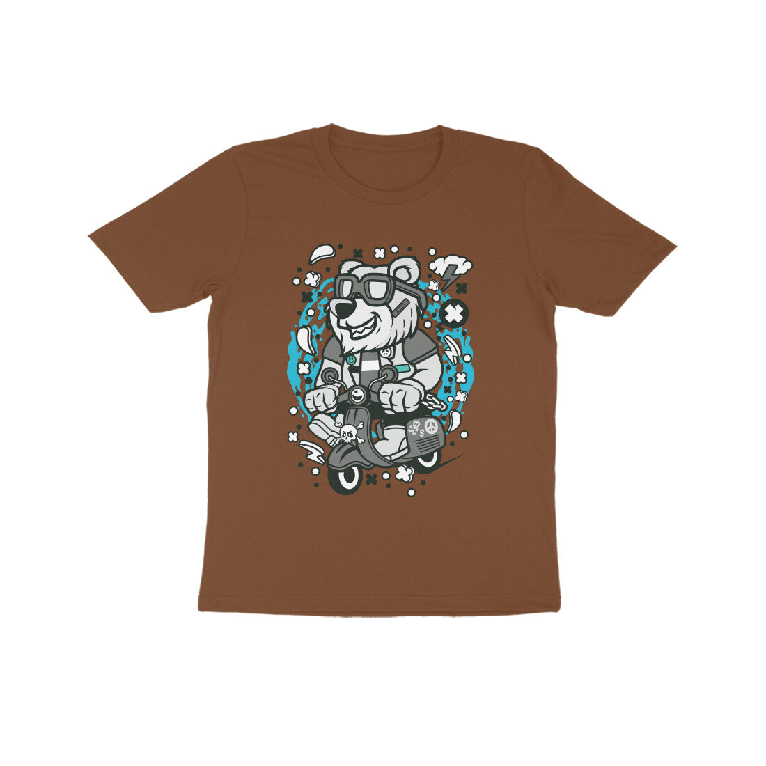 Kids' Half Sleeve Round Neck Tshirt β Gray Bear Scooterist puraidoprints