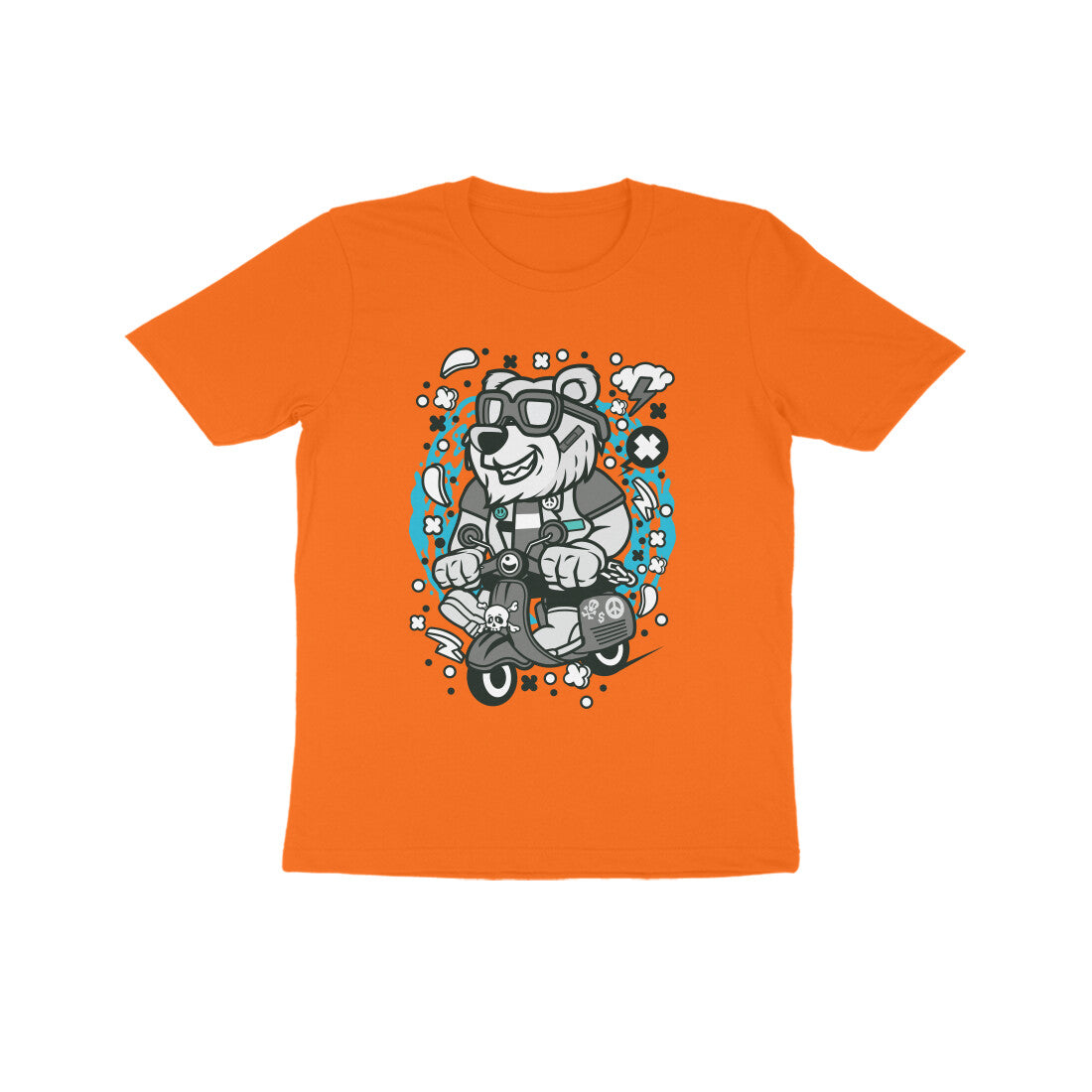 Kids' Half Sleeve Round Neck Tshirt β Gray Bear Scooterist puraidoprints