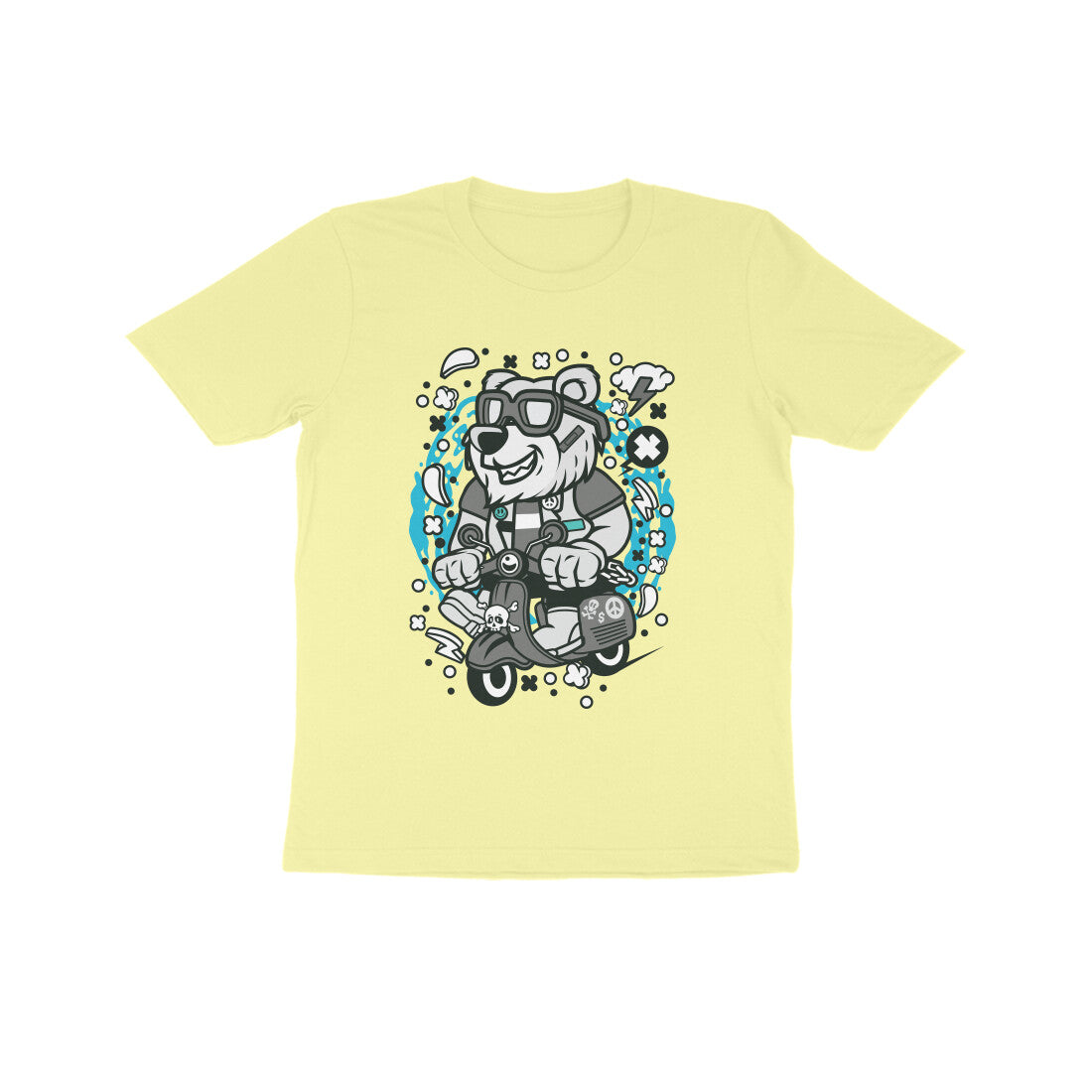 Kids' Half Sleeve Round Neck Tshirt β Gray Bear Scooterist puraidoprints
