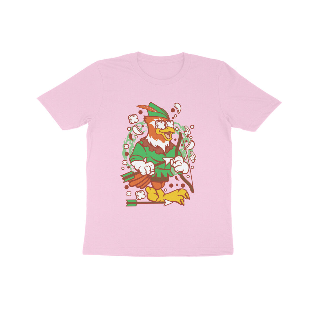 Kids' Half Sleeve Round Neck Tshirt β Green Bird Robinhood 2 puraidoprints