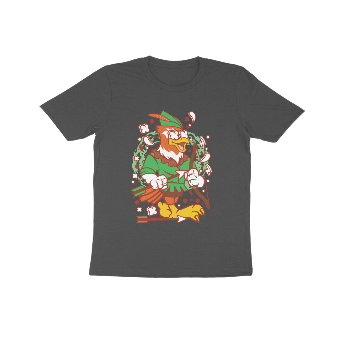 Kids' Half Sleeve Round Neck Tshirt β Green Bird Robinhood 2 puraidoprints