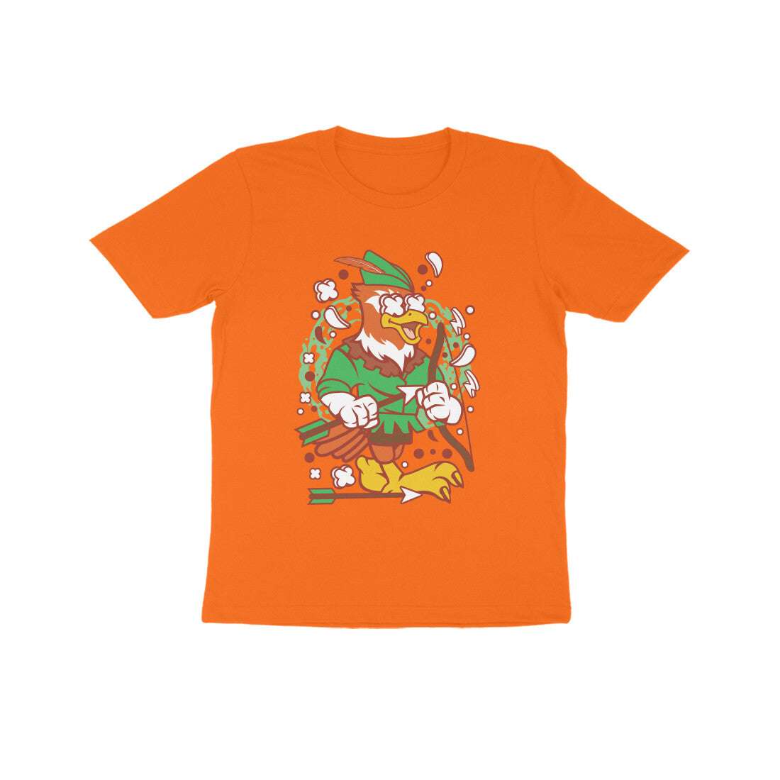 Kids' Half Sleeve Round Neck Tshirt β Green Bird Robinhood 2 puraidoprints