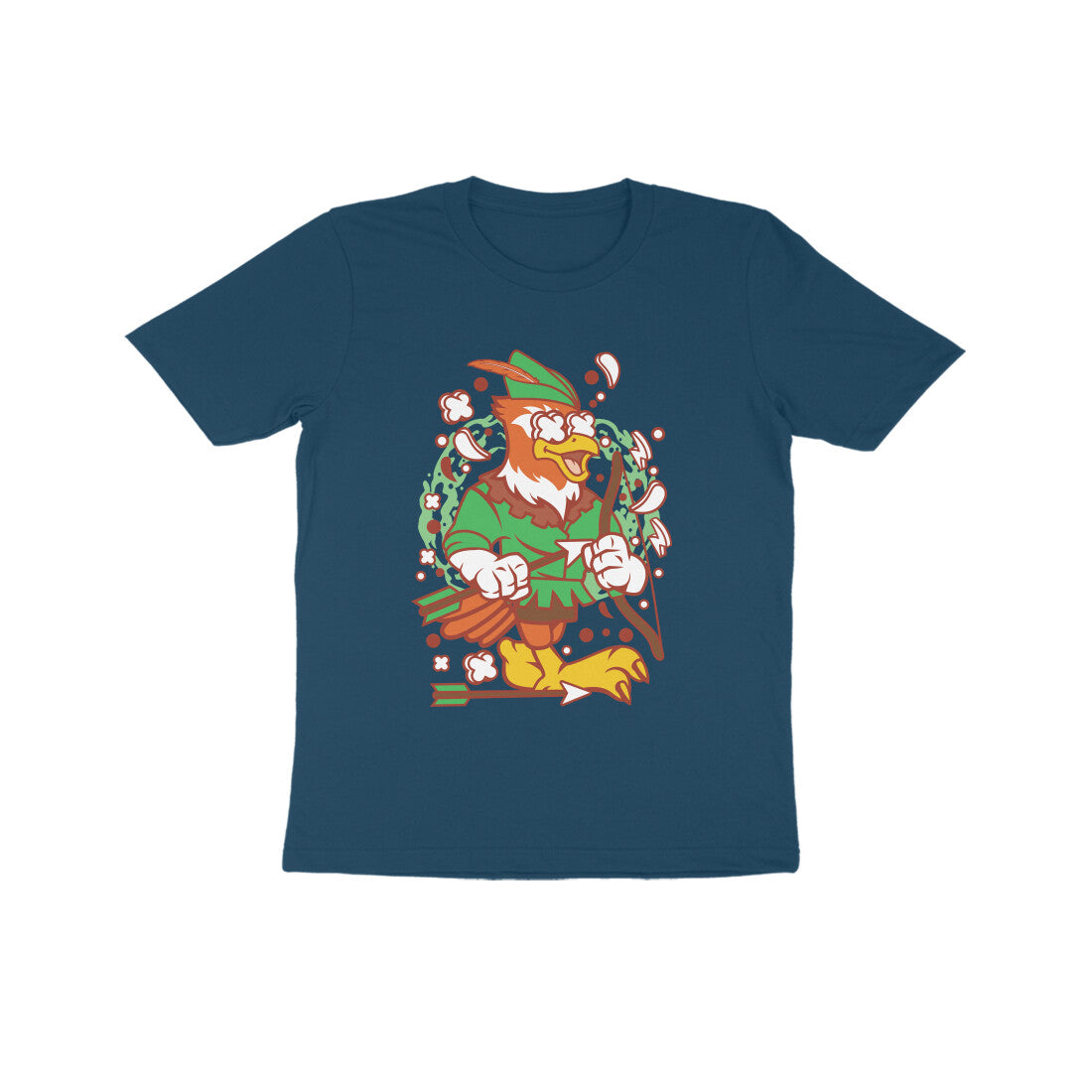 Kids' Half Sleeve Round Neck Tshirt β Green Bird Robinhood 2 puraidoprints
