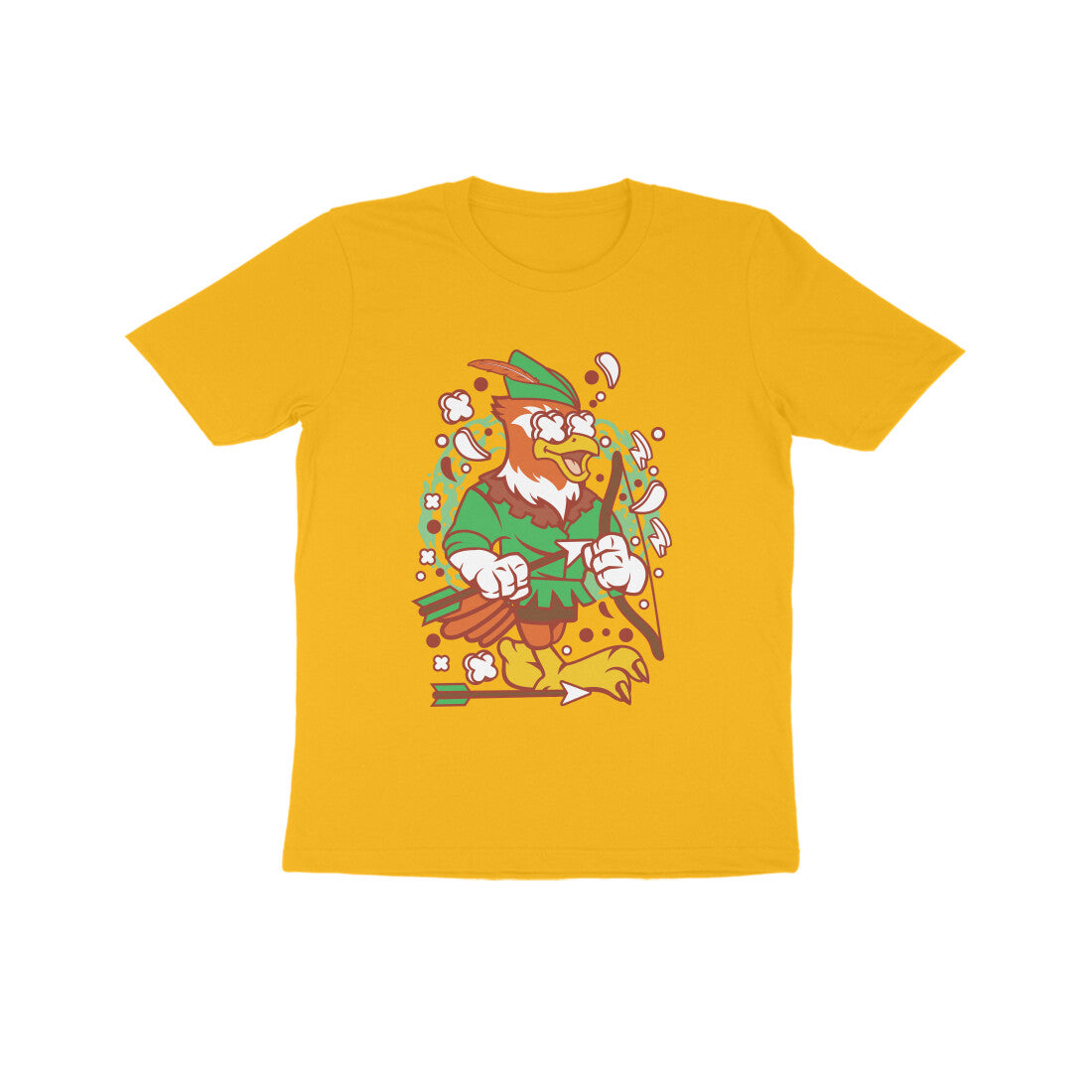 Kids' Half Sleeve Round Neck Tshirt β Green Bird Robinhood 2 puraidoprints