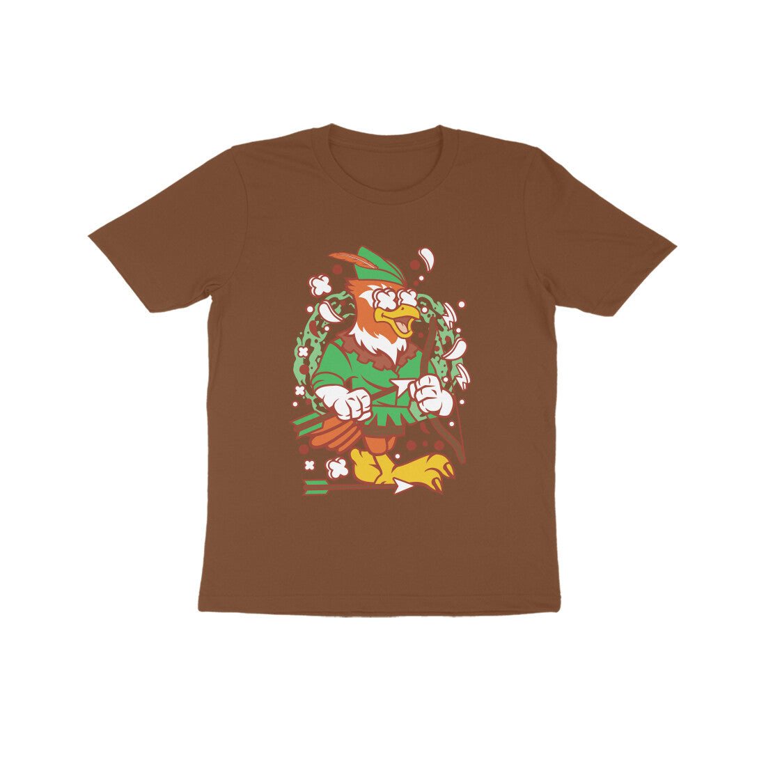 Kids' Half Sleeve Round Neck Tshirt β Green Bird Robinhood 2 puraidoprints