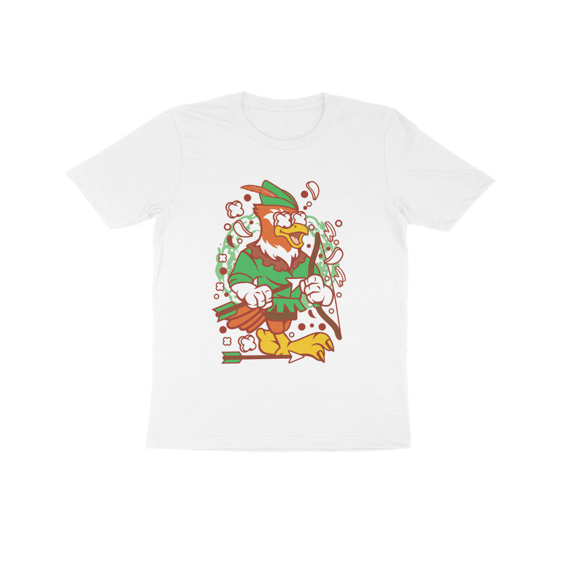 Kids' Half Sleeve Round Neck Tshirt β Green Bird Robinhood 2 puraidoprints