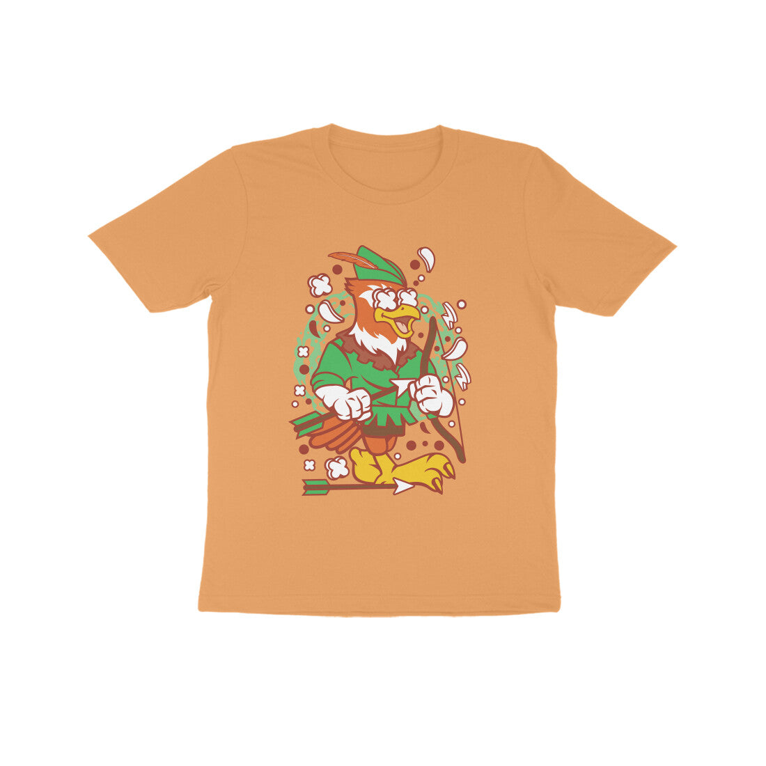 Kids' Half Sleeve Round Neck Tshirt β Green Bird Robinhood 2 puraidoprints