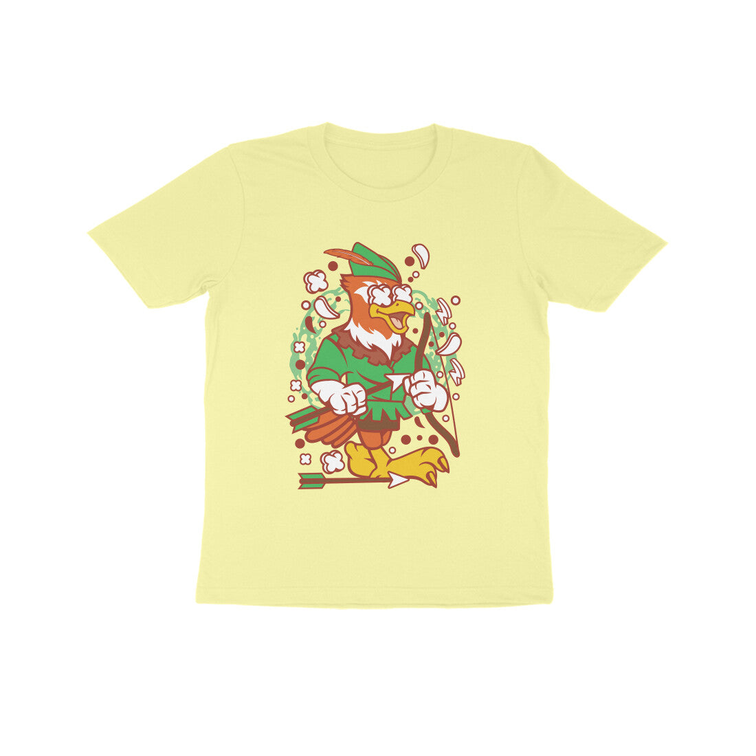 Kids' Half Sleeve Round Neck Tshirt β Green Bird Robinhood 2 puraidoprints