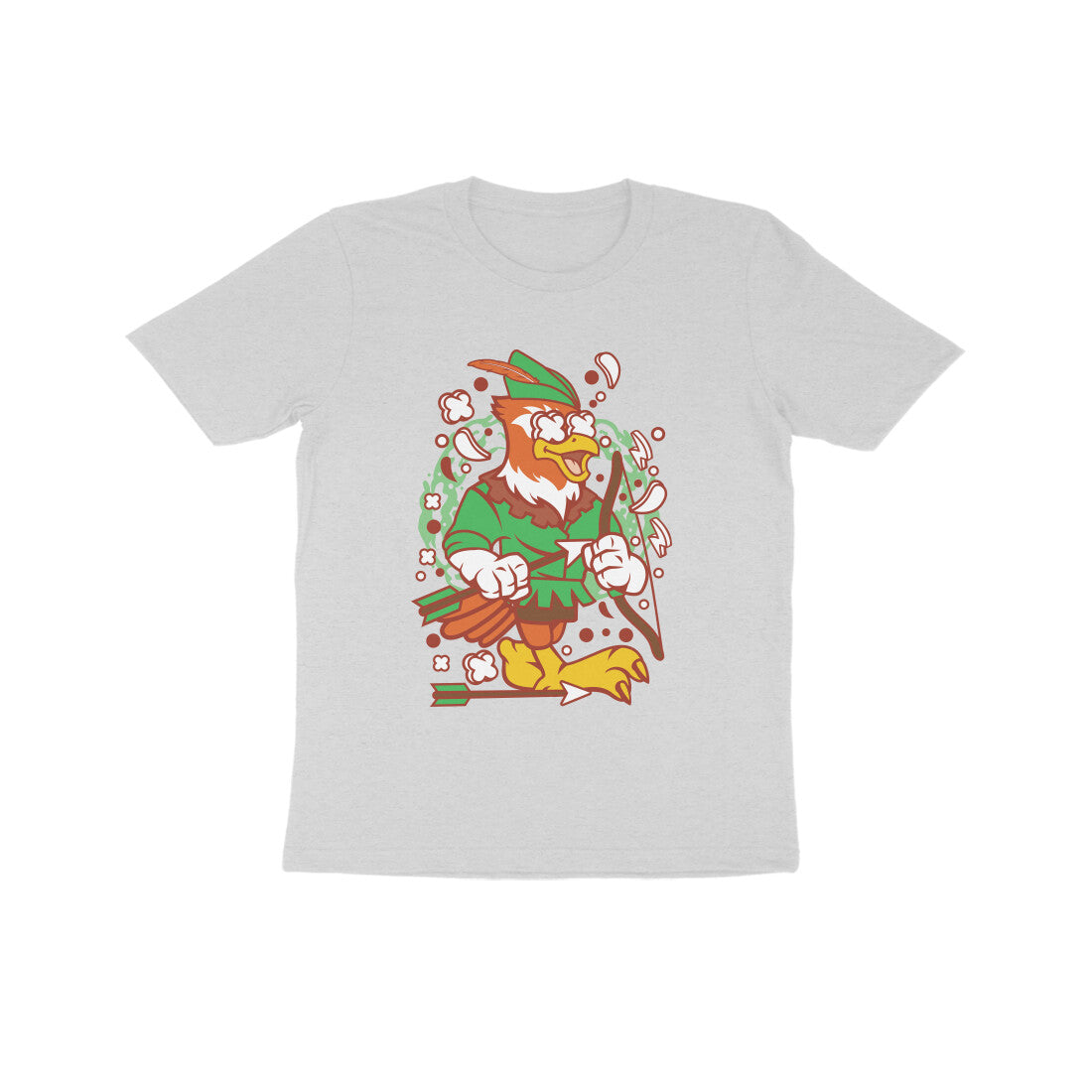 Kids' Half Sleeve Round Neck Tshirt β Green Bird Robinhood 2 puraidoprints