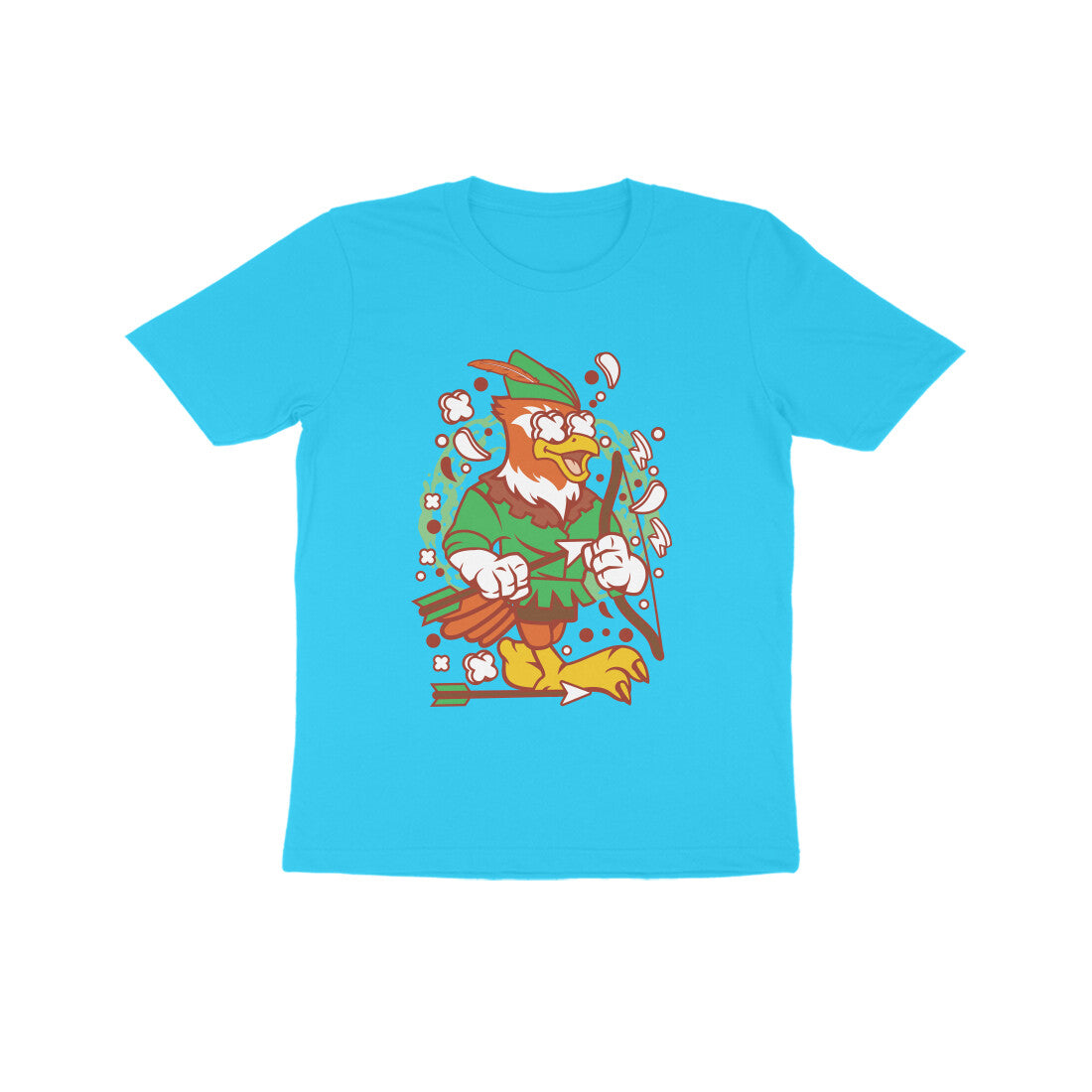Kids' Half Sleeve Round Neck Tshirt β Green Bird Robinhood 2 puraidoprints