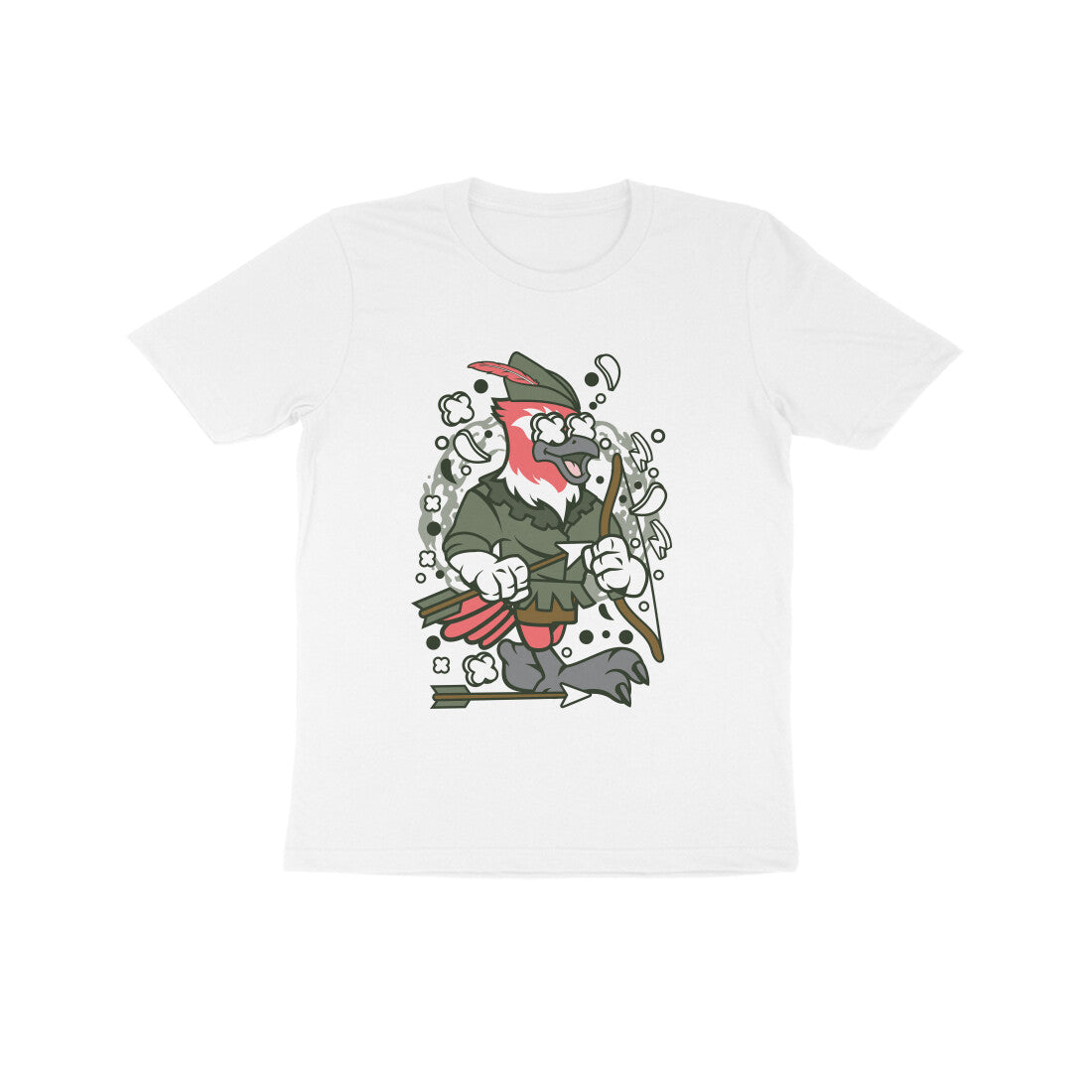 Kids' Half Sleeve Round Neck Tshirt β Green Bird Robinhood puraidoprints