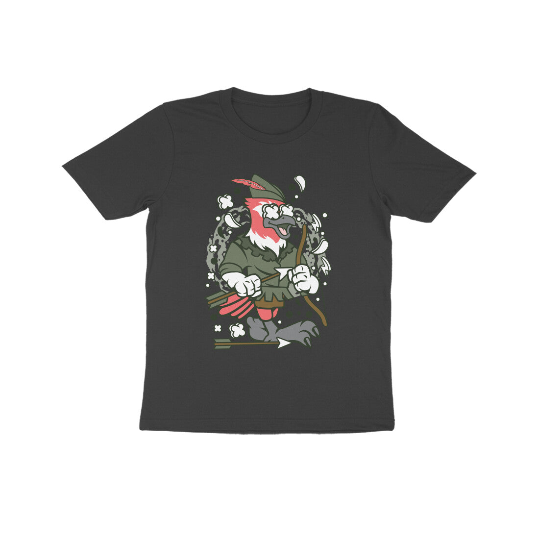 Kids' Half Sleeve Round Neck Tshirt β Green Bird Robinhood puraidoprints