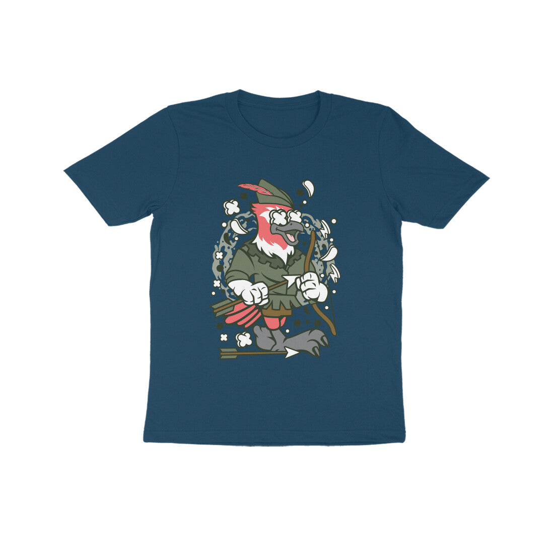 Kids' Half Sleeve Round Neck Tshirt β Green Bird Robinhood puraidoprints