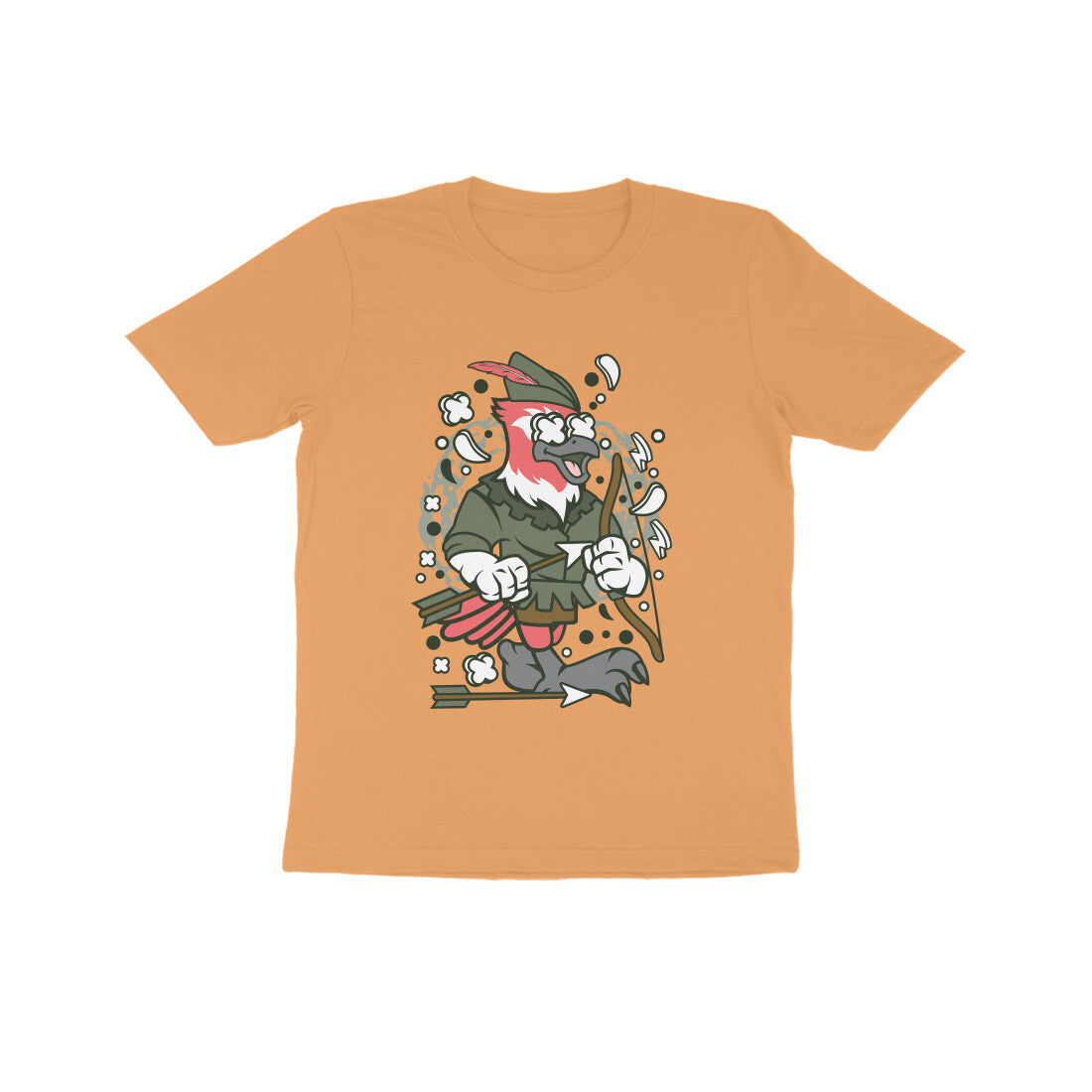 Kids' Half Sleeve Round Neck Tshirt β Green Bird Robinhood puraidoprints