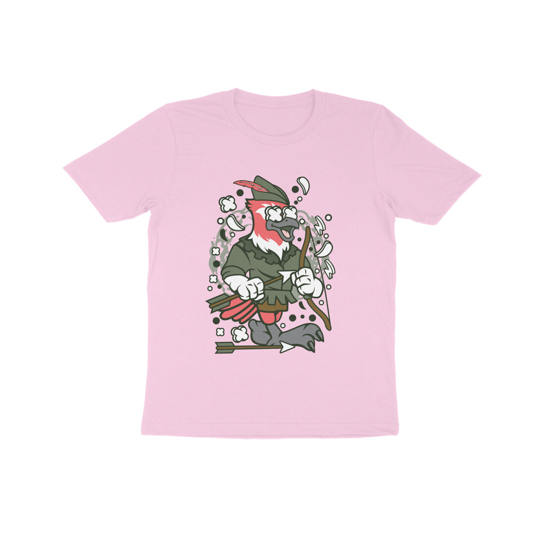 Kids' Half Sleeve Round Neck Tshirt β Green Bird Robinhood puraidoprints