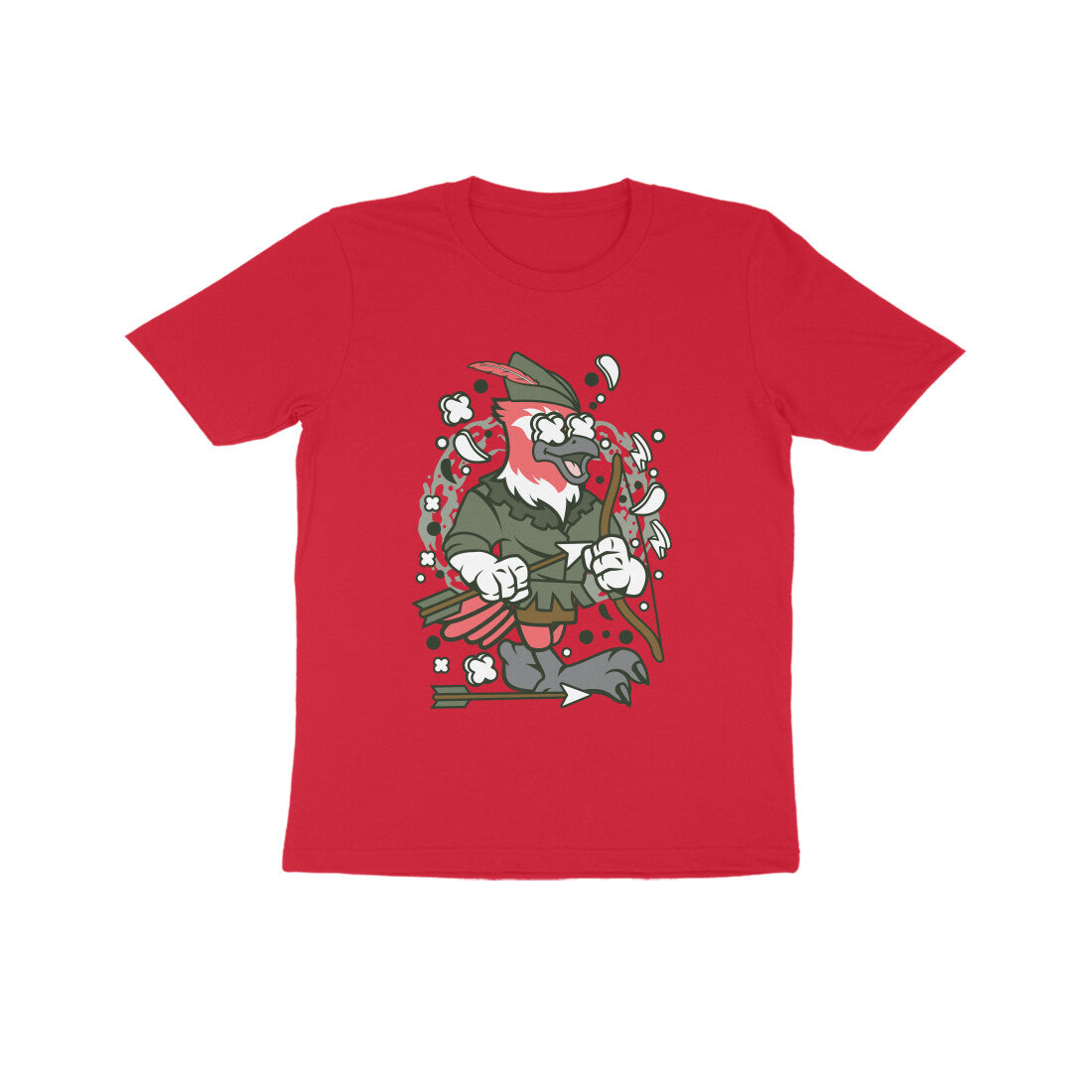 Kids' Half Sleeve Round Neck Tshirt β Green Bird Robinhood puraidoprints
