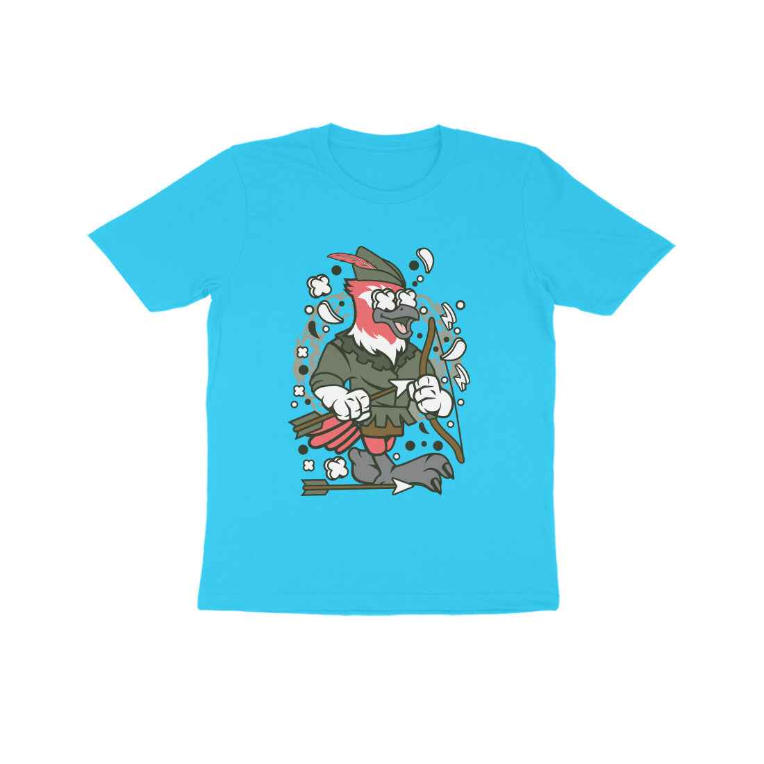 Kids' Half Sleeve Round Neck Tshirt β Green Bird Robinhood puraidoprints