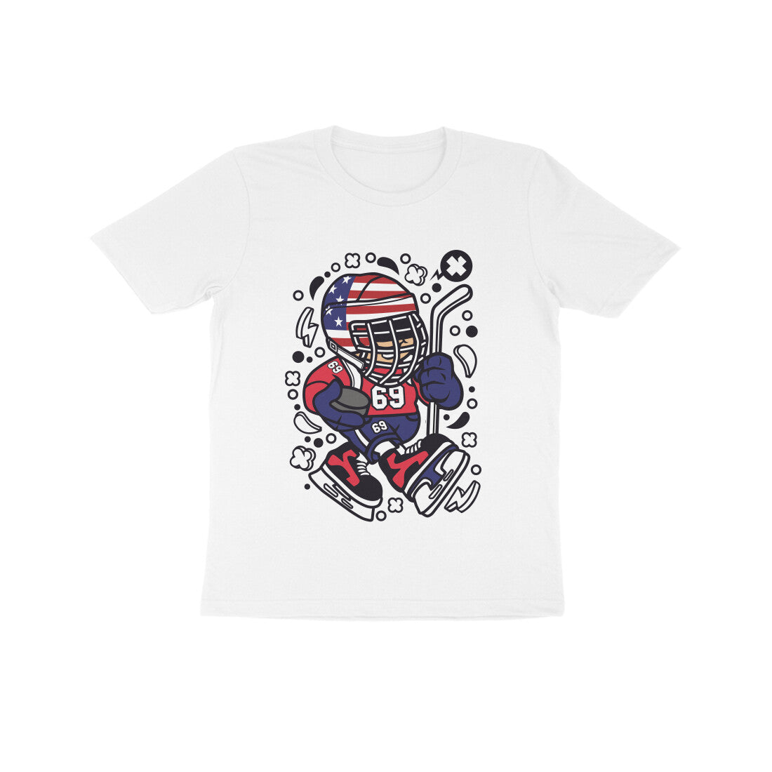 Kids' Half Sleeve Round Neck Tshirt β Hockey puraidoprints