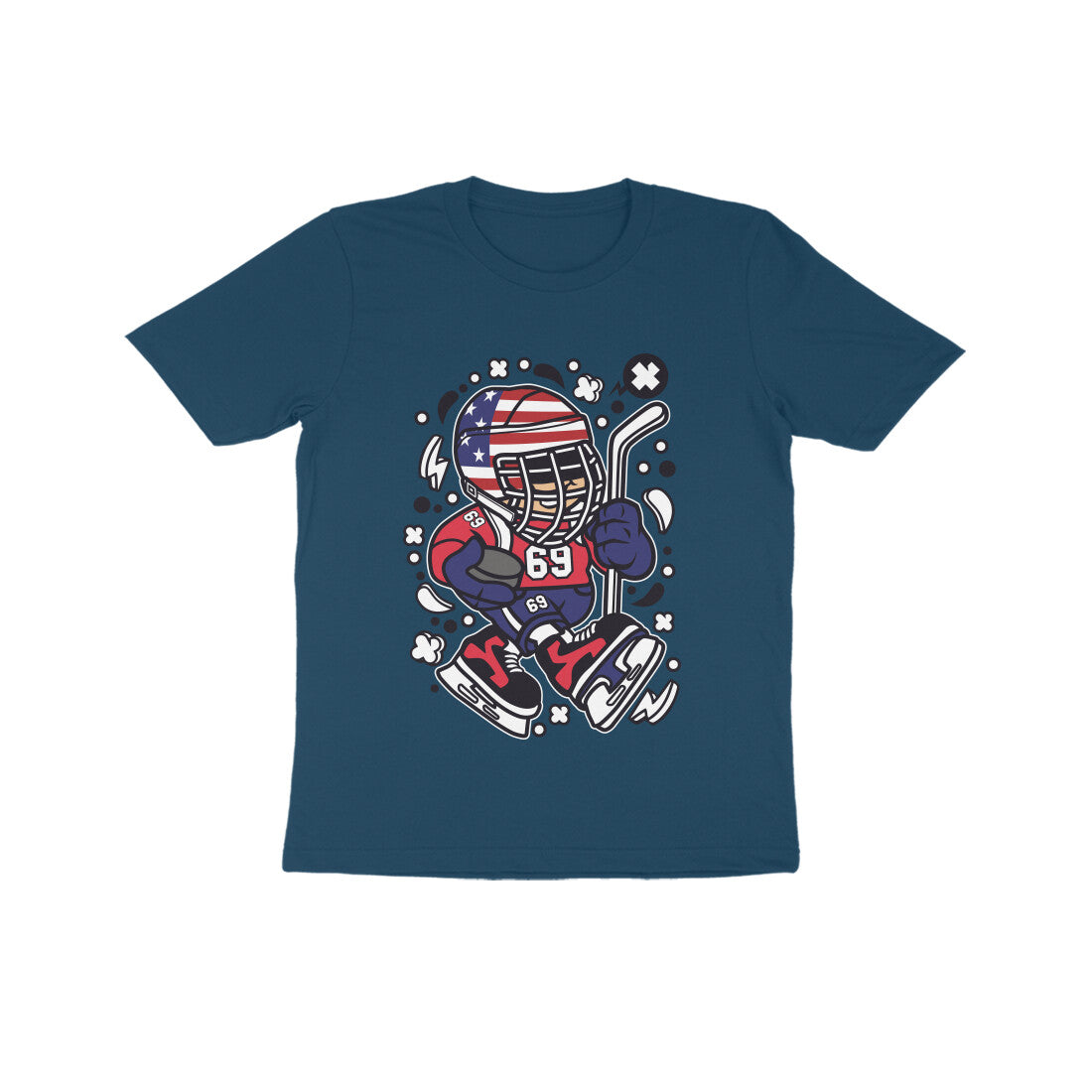 Kids' Half Sleeve Round Neck Tshirt β Hockey puraidoprints