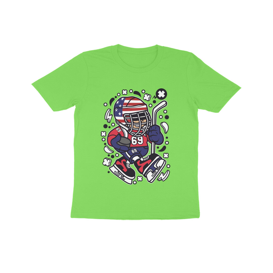 Kids' Half Sleeve Round Neck Tshirt β Hockey puraidoprints